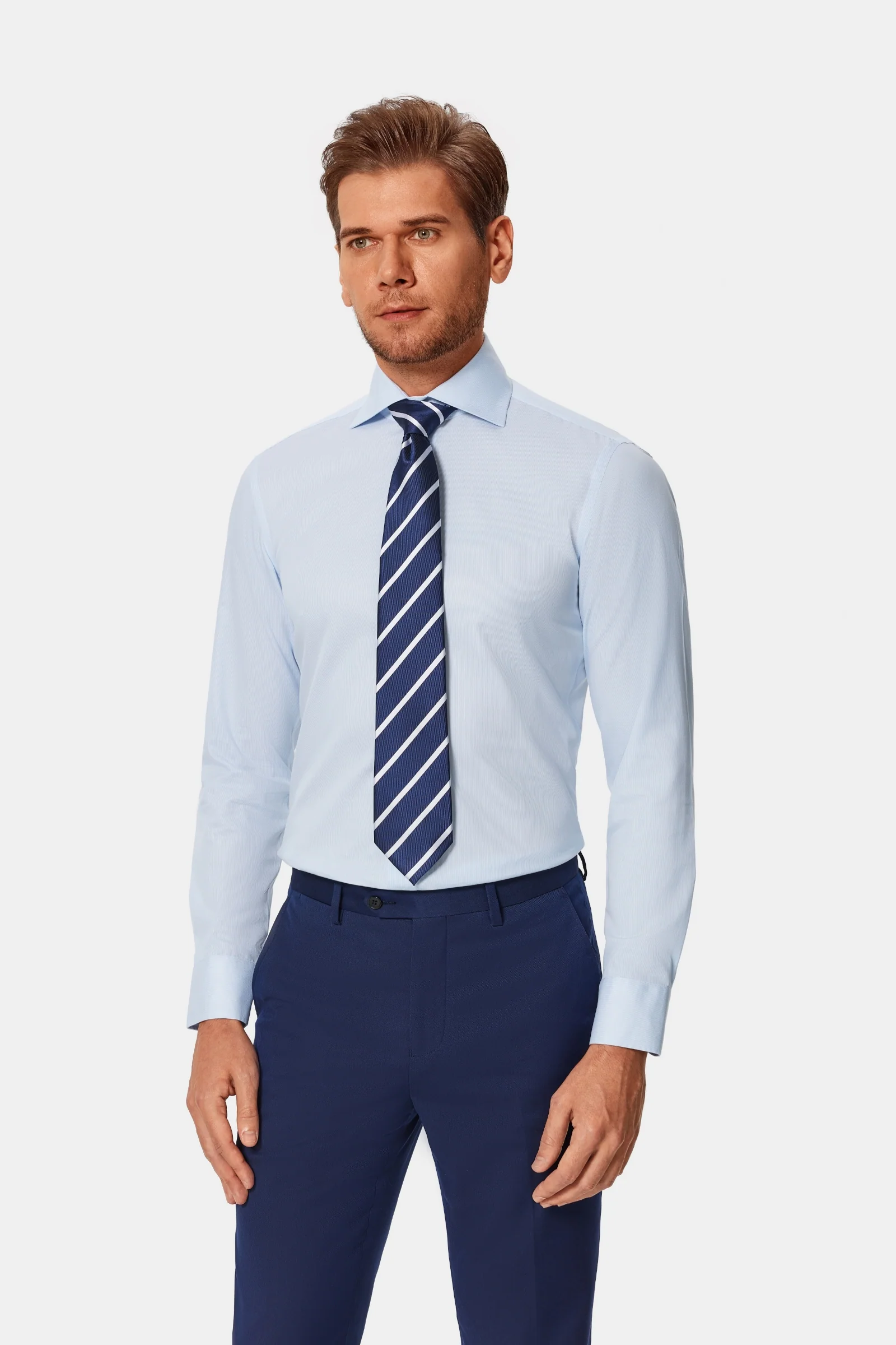 Henry Light Blue Twill Non-Iron Shirt - Image 6