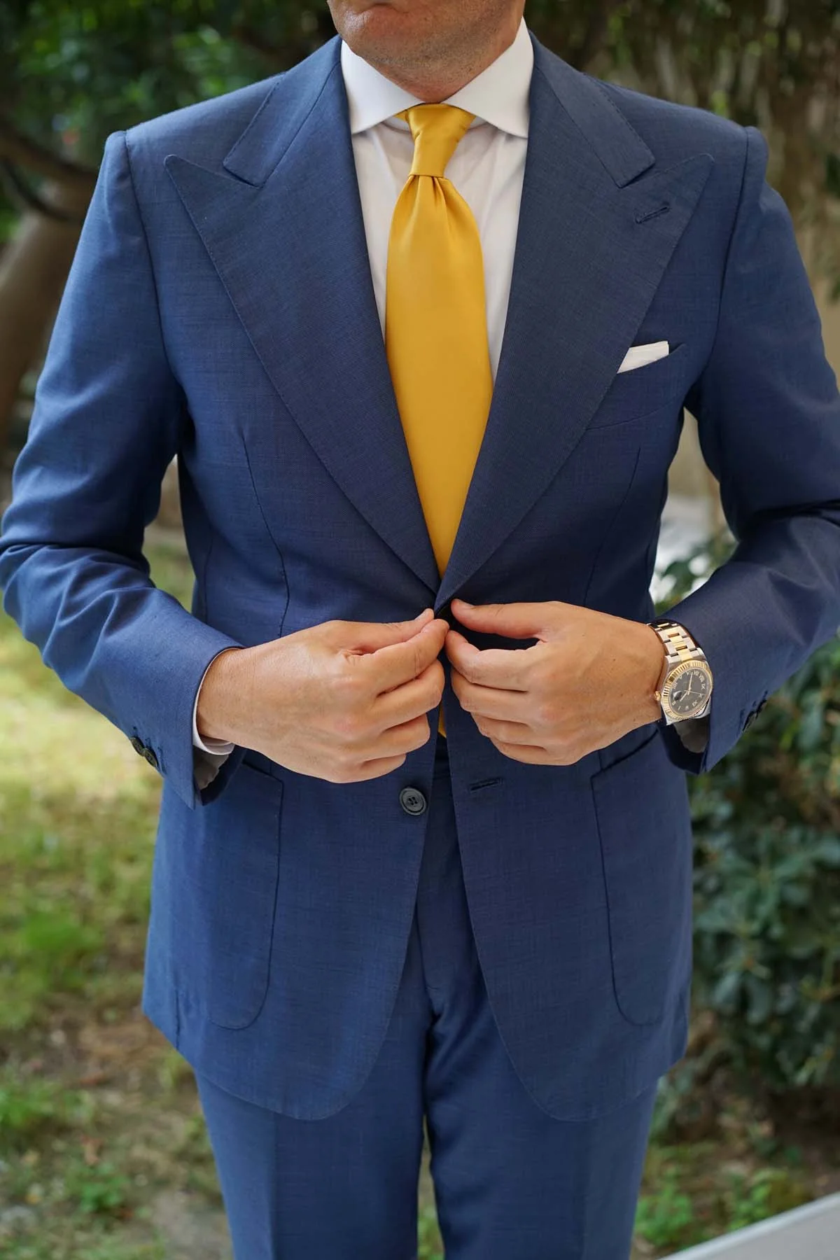 Honey Gold Yellow Satin Necktie - Image 12