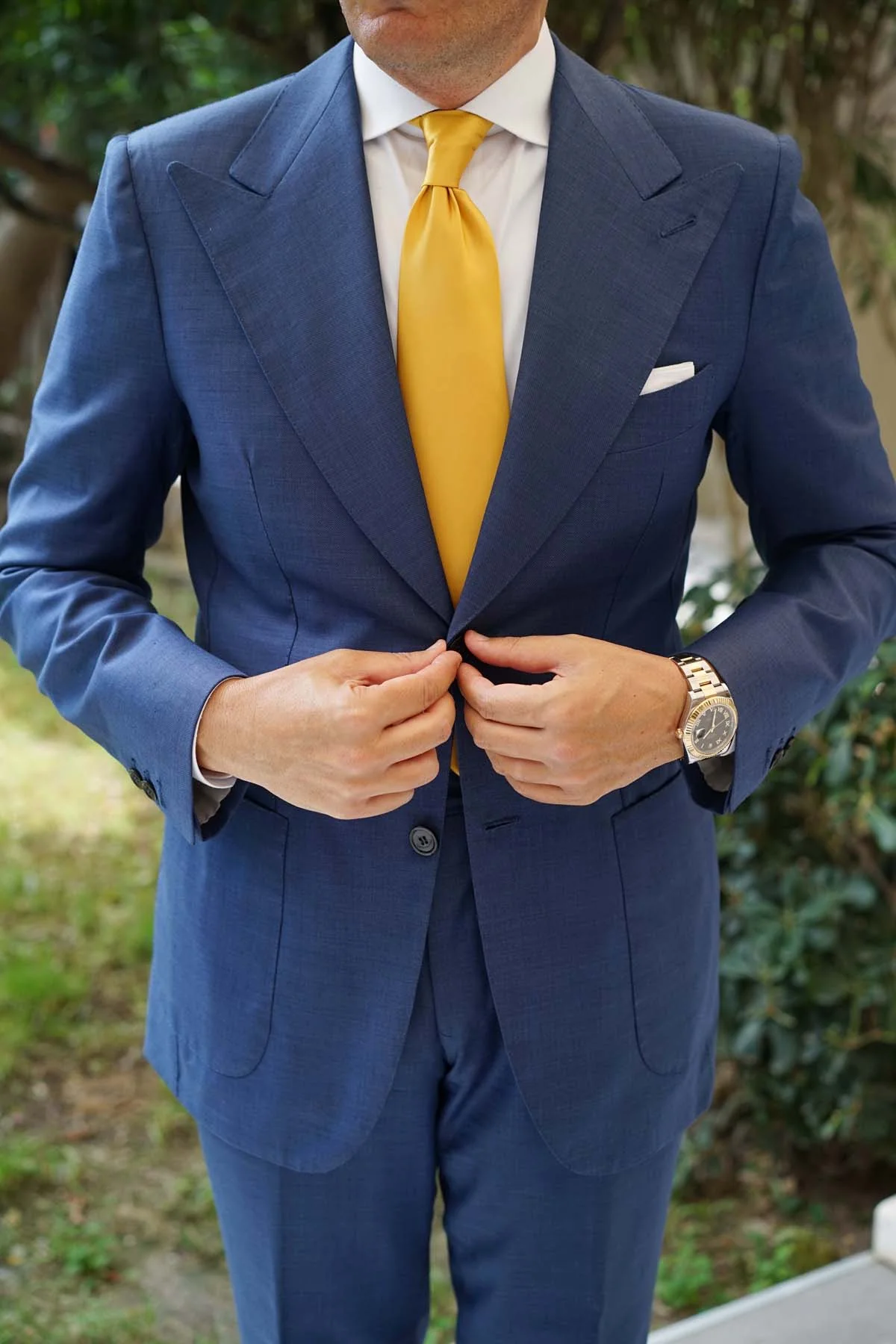 Honey Gold Yellow Satin Necktie - Image 5