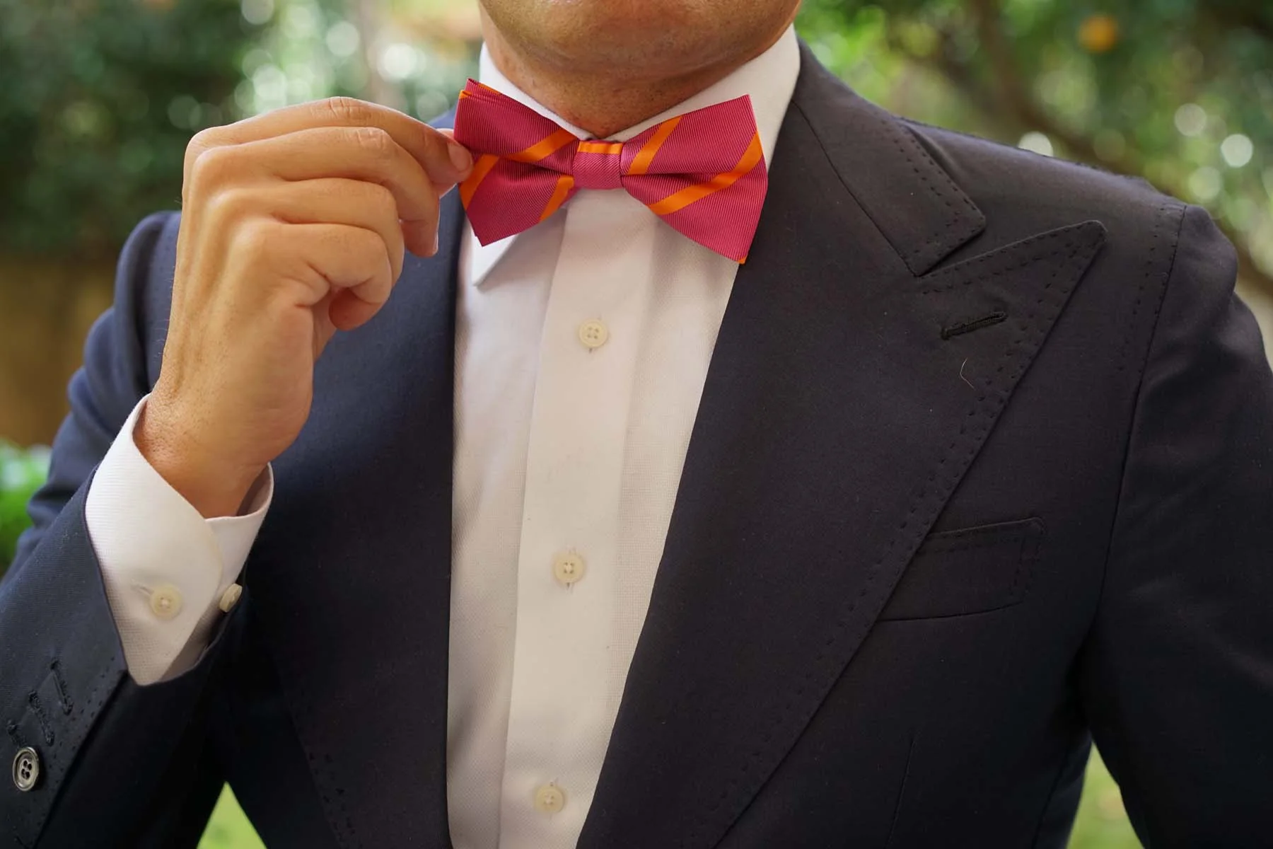 Hot Pink with Orange Diagonal - Bow Tie - Image 3