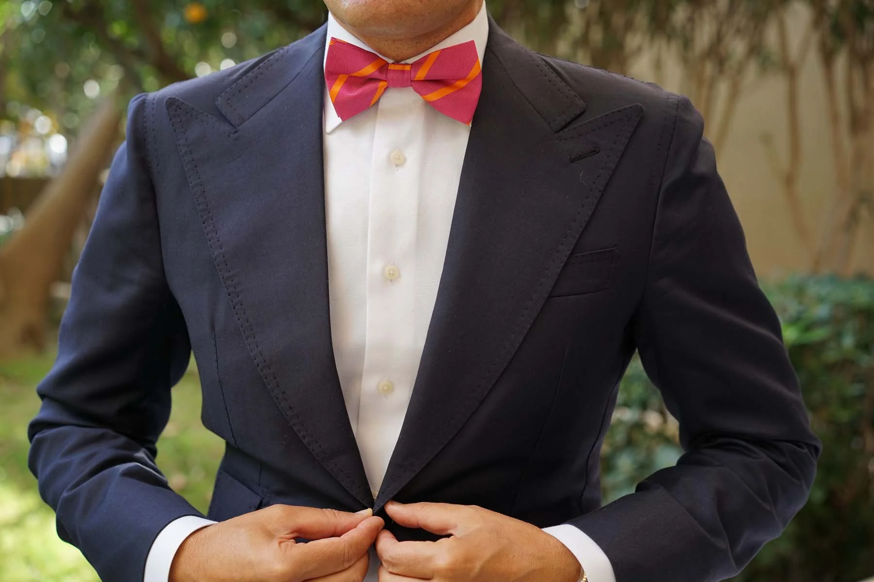Hot Pink with Orange Diagonal - Bow Tie - Image 5
