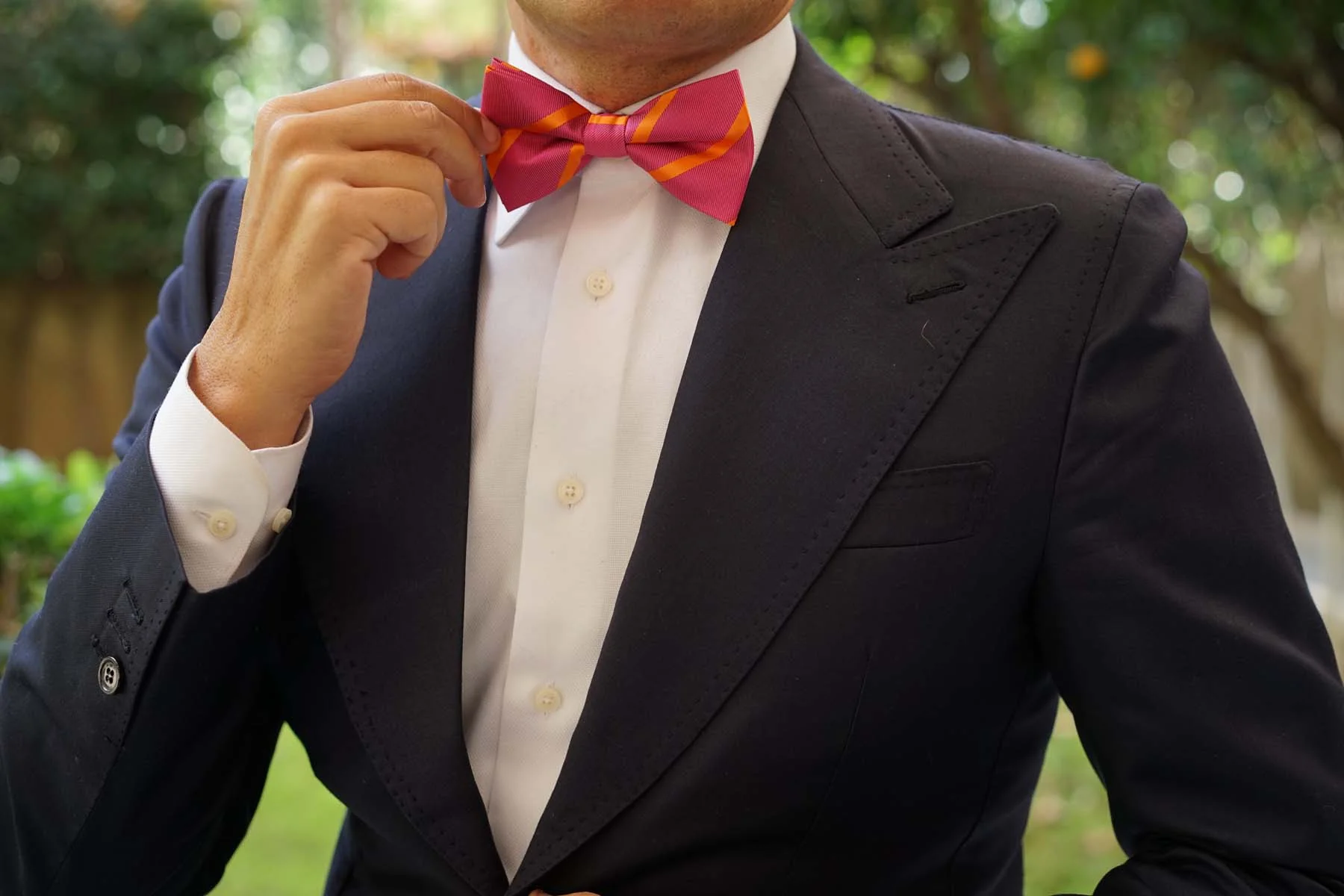 Hot Pink with Orange Diagonal - Bow Tie - Image 6