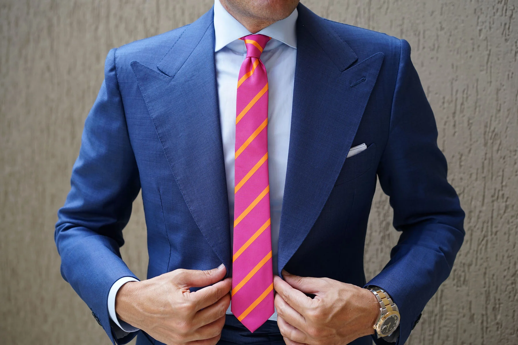 Hot Pink with Orange Diagonal - Skinny Tie - Image 7