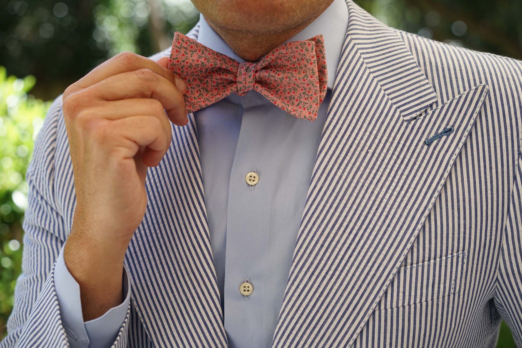 Houston Pink Floral Self Bow Tie - Image 8