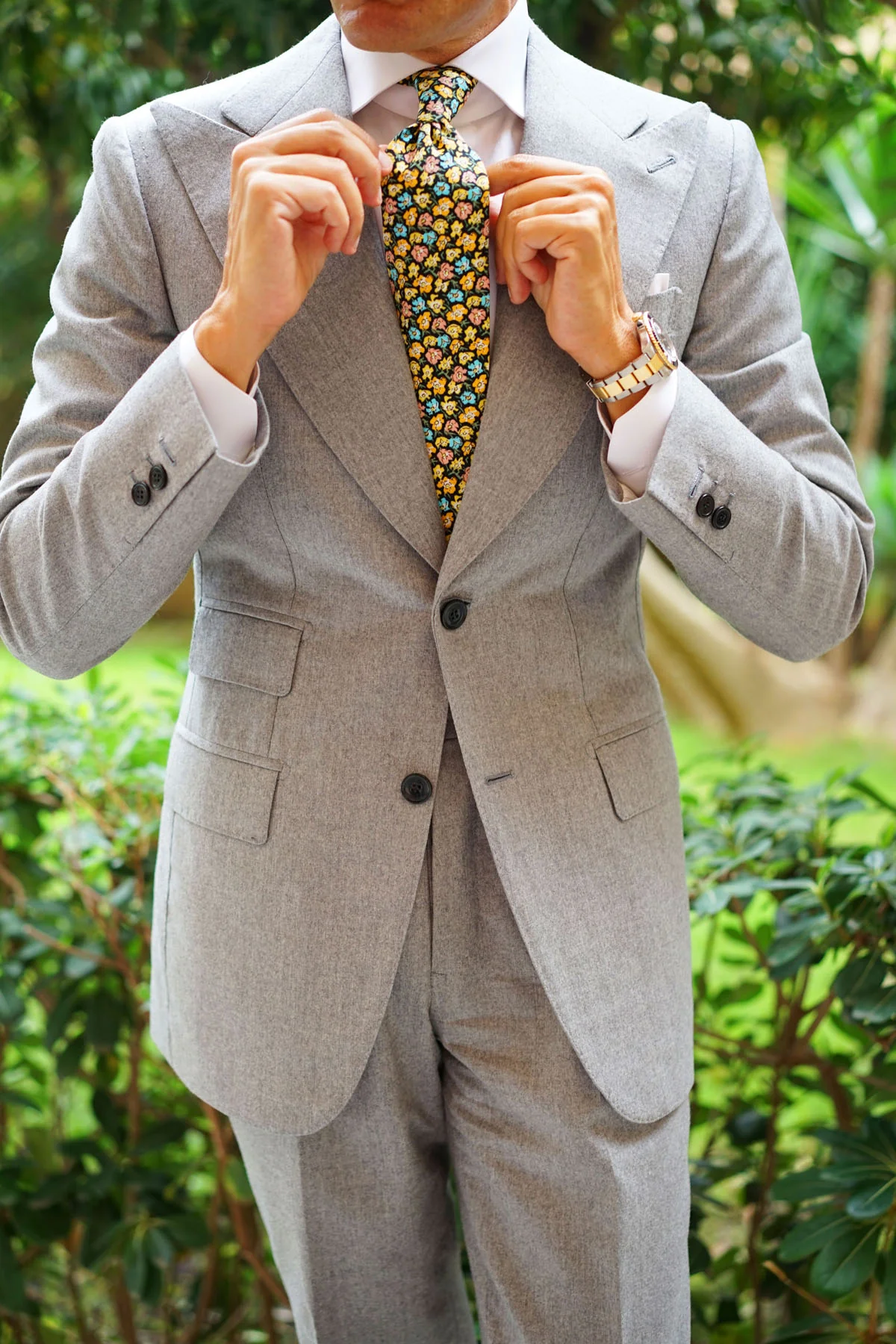 Huelva Yellow Floral Necktie - Image 7