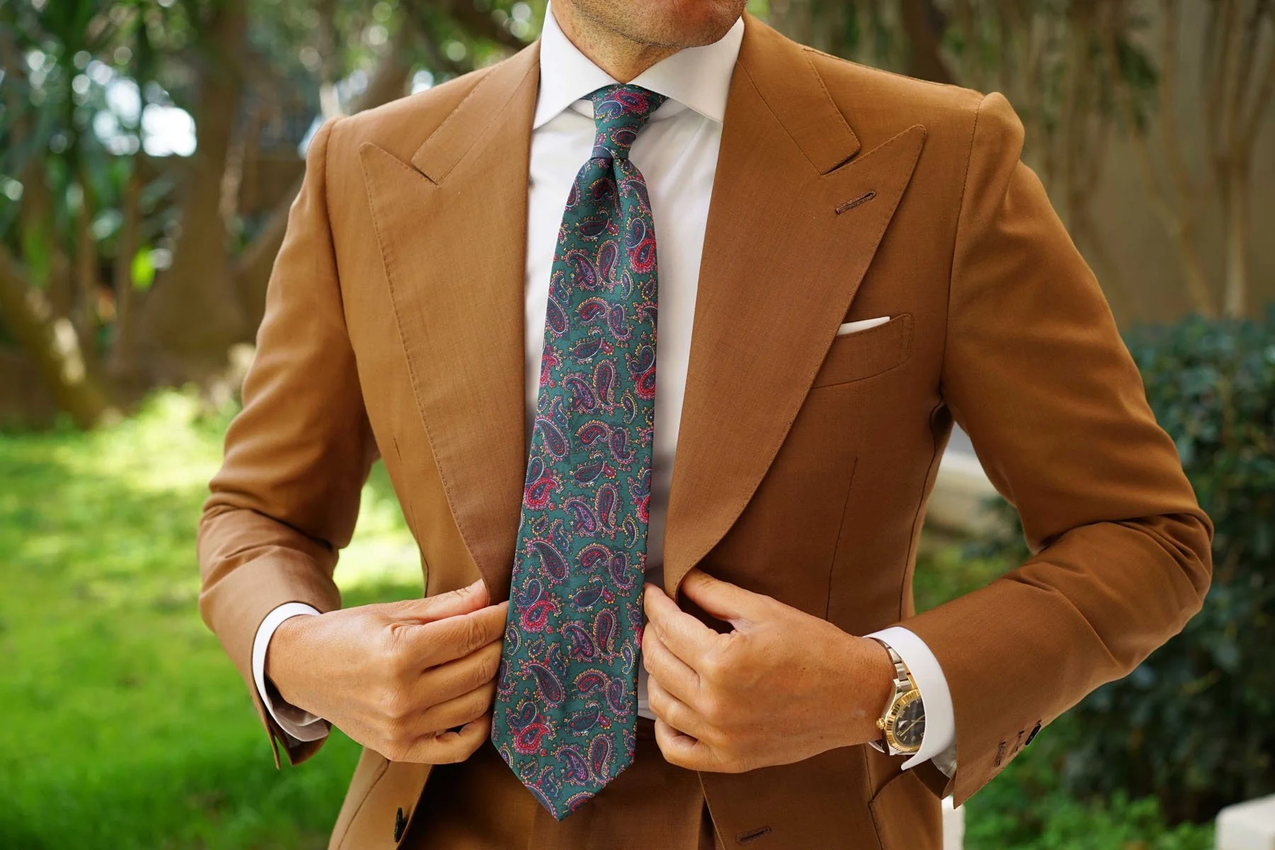 Hunter Green Isfahan Paisley Necktie - Image 10