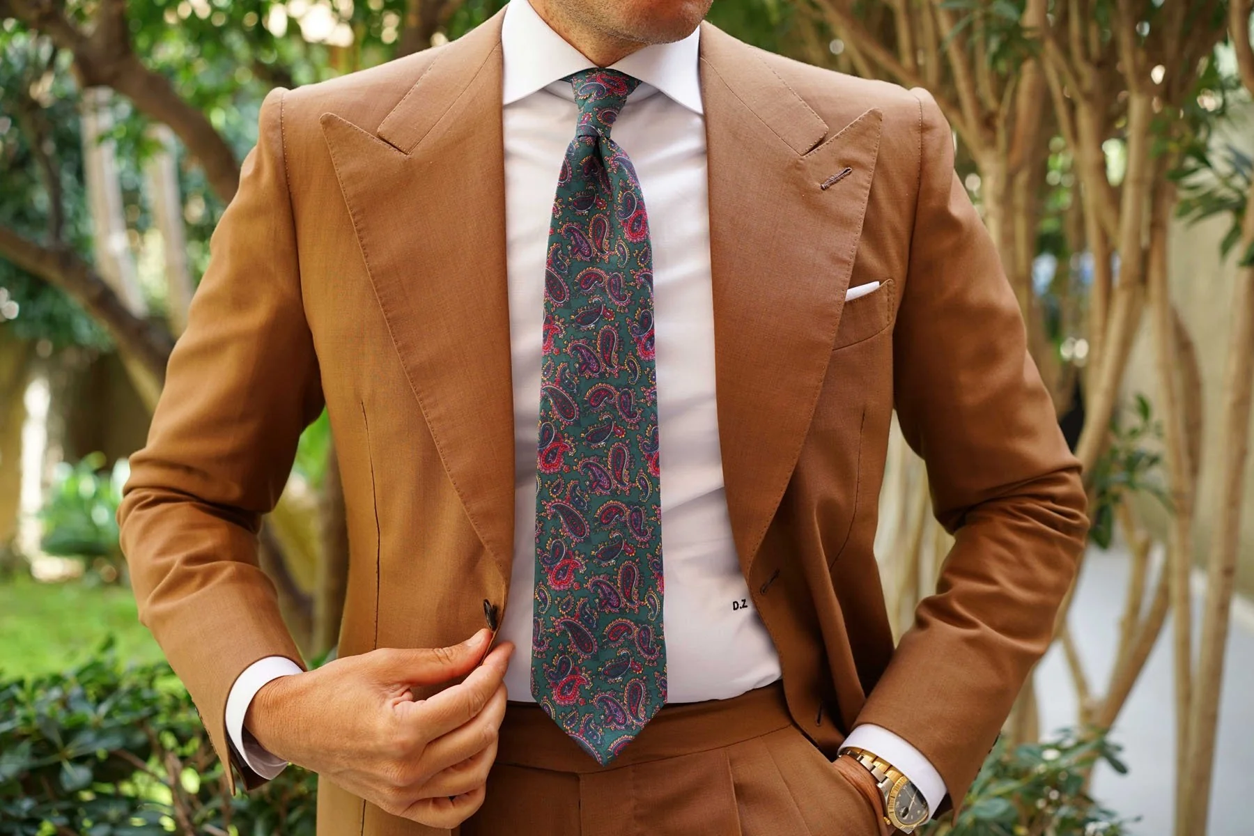 Hunter Green Isfahan Paisley Necktie - Image 12