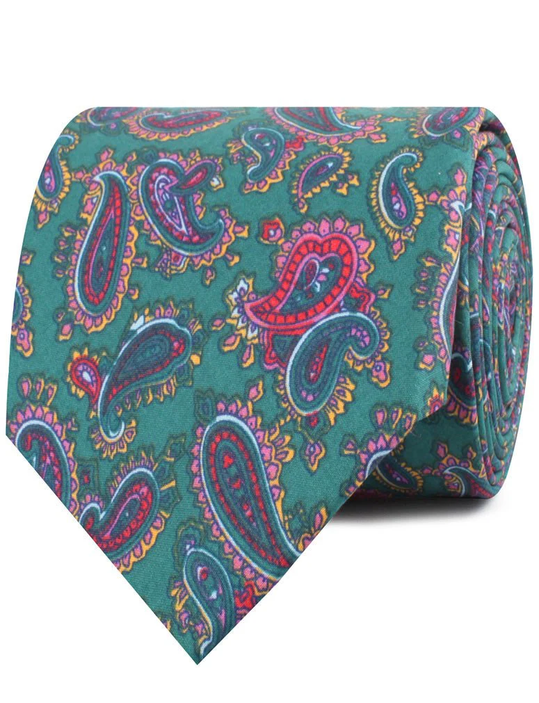 Hunter Green Isfahan Paisley Necktie - Image 2