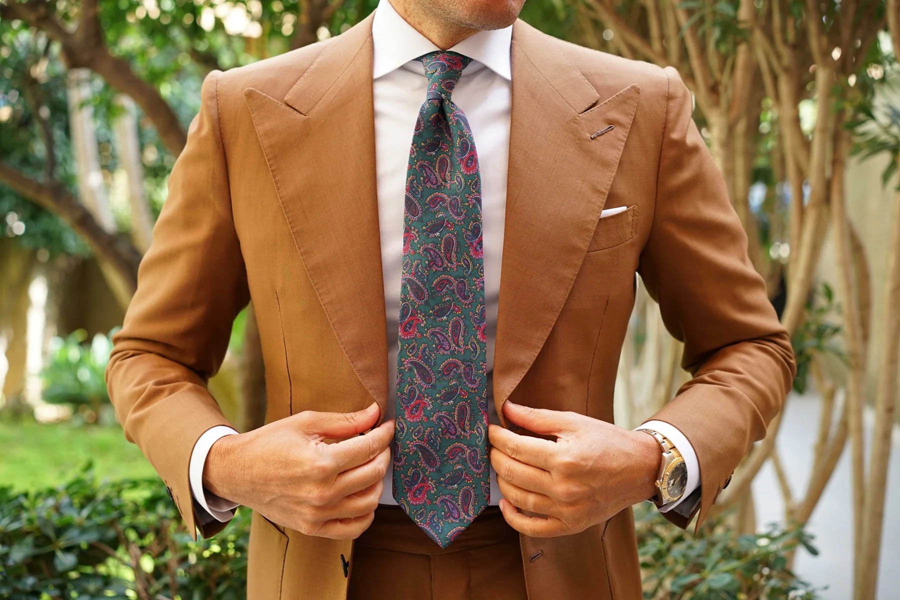 Hunter Green Isfahan Paisley Necktie - Image 4