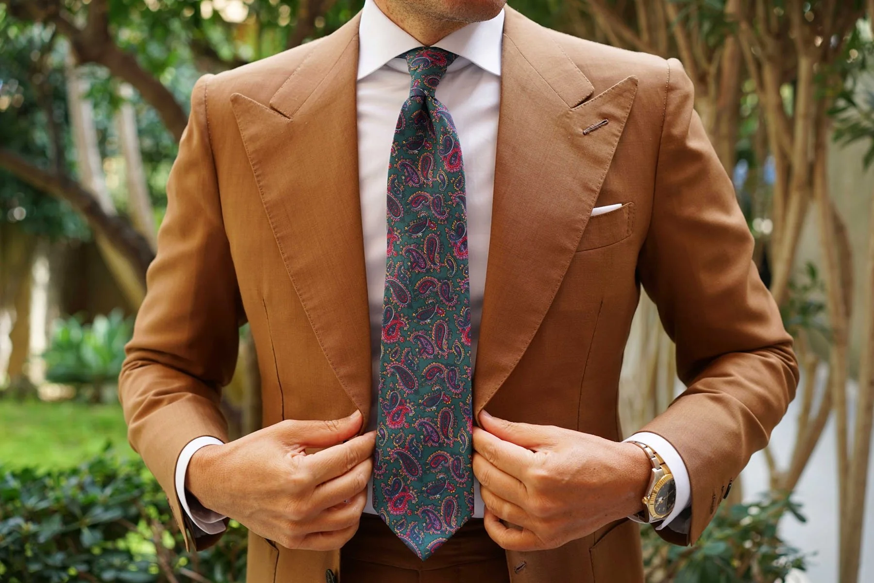 Hunter Green Isfahan Paisley Necktie - Image 6