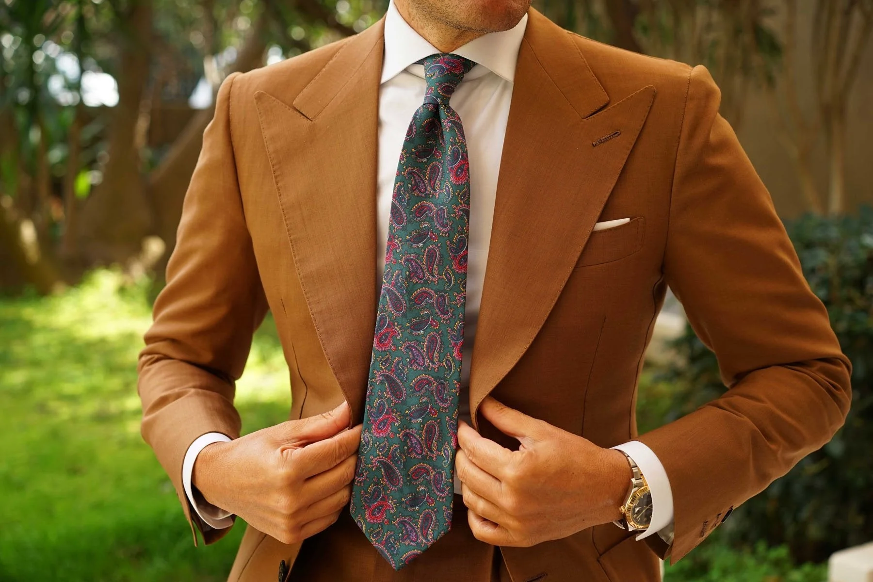 Hunter Green Isfahan Paisley Necktie - Image 8