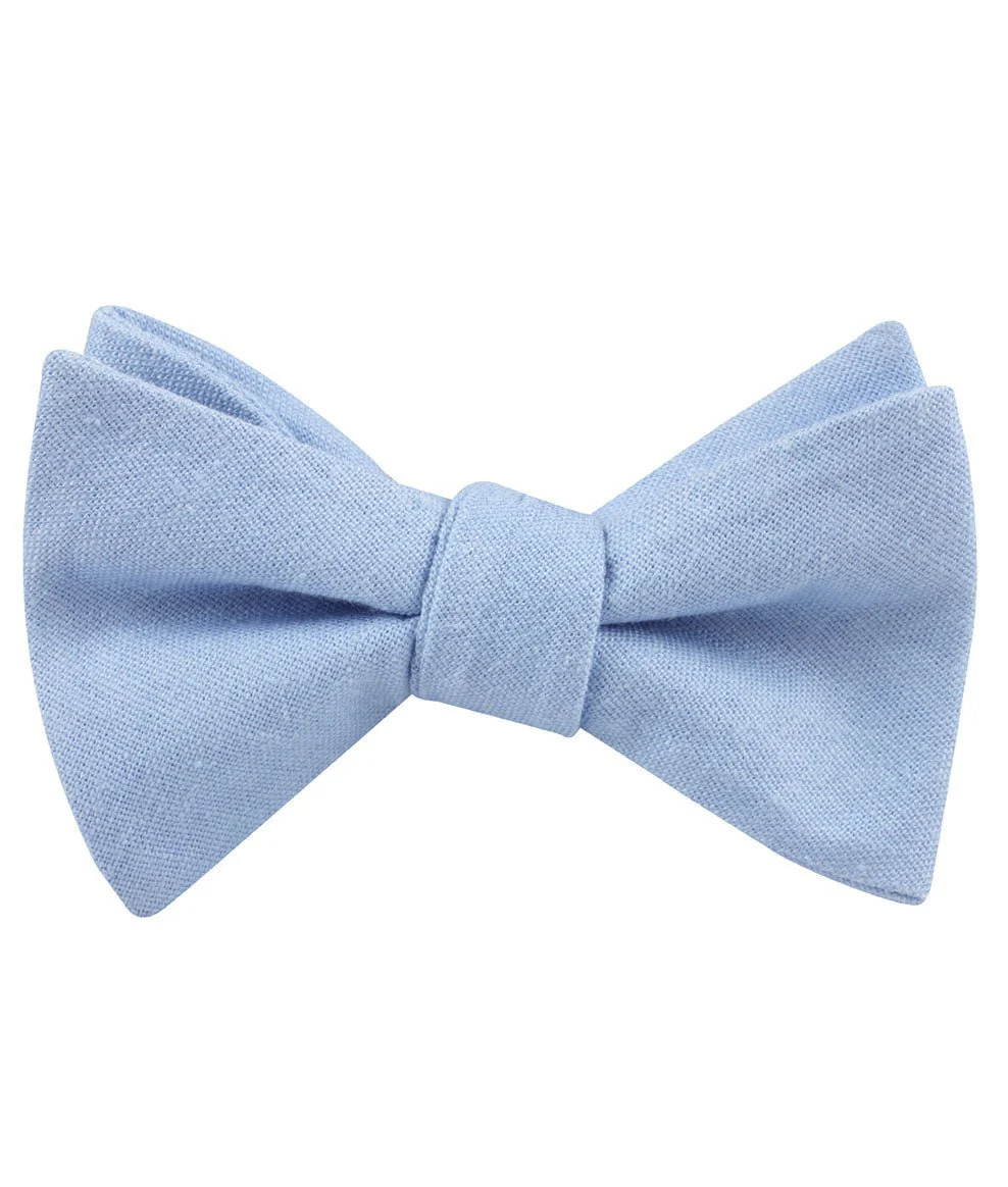 Ice Blue Linen Self Bow Tie - Image 2