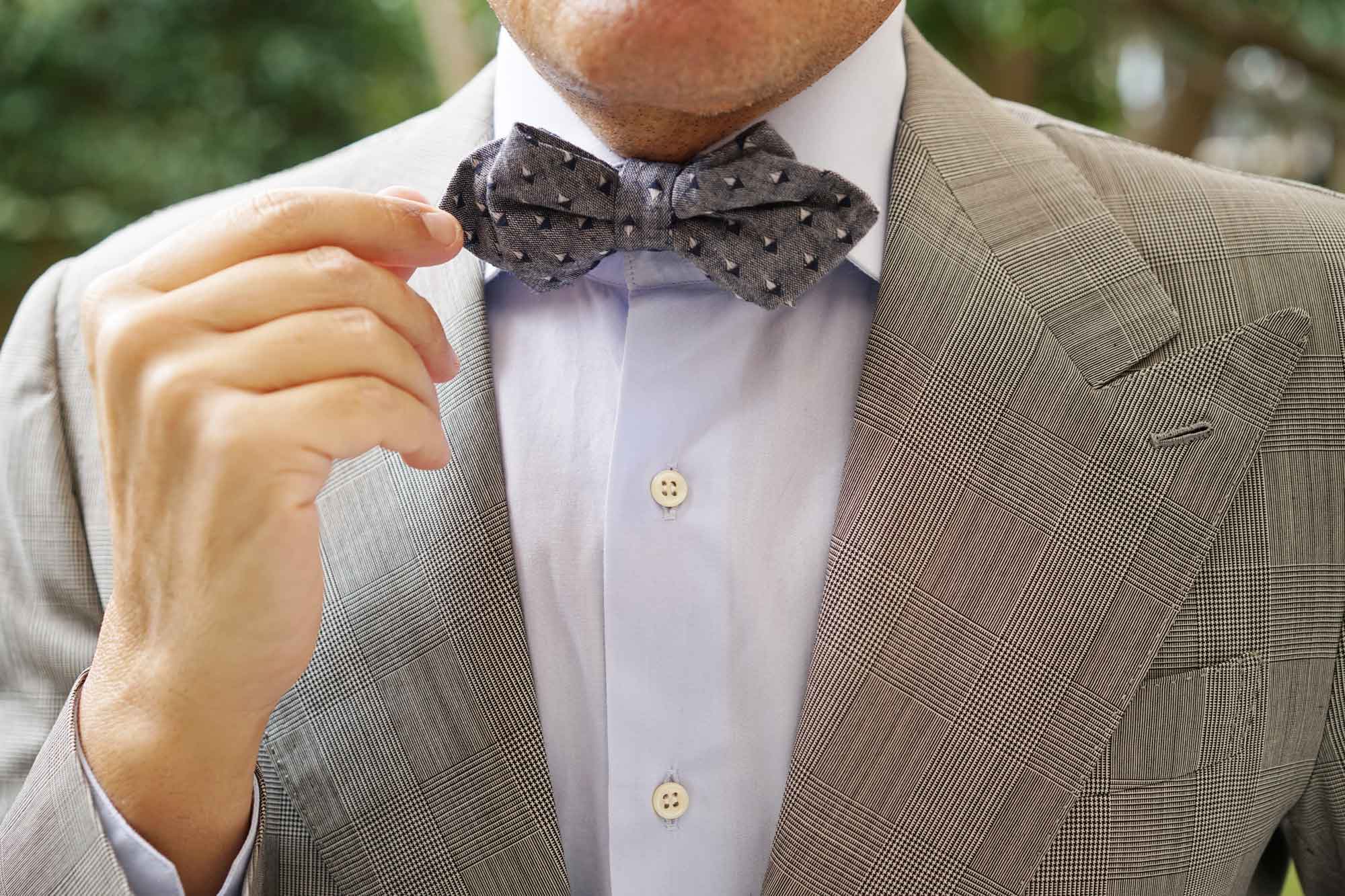 Inception Navy Linen Diamond Bow Tie - Image 10