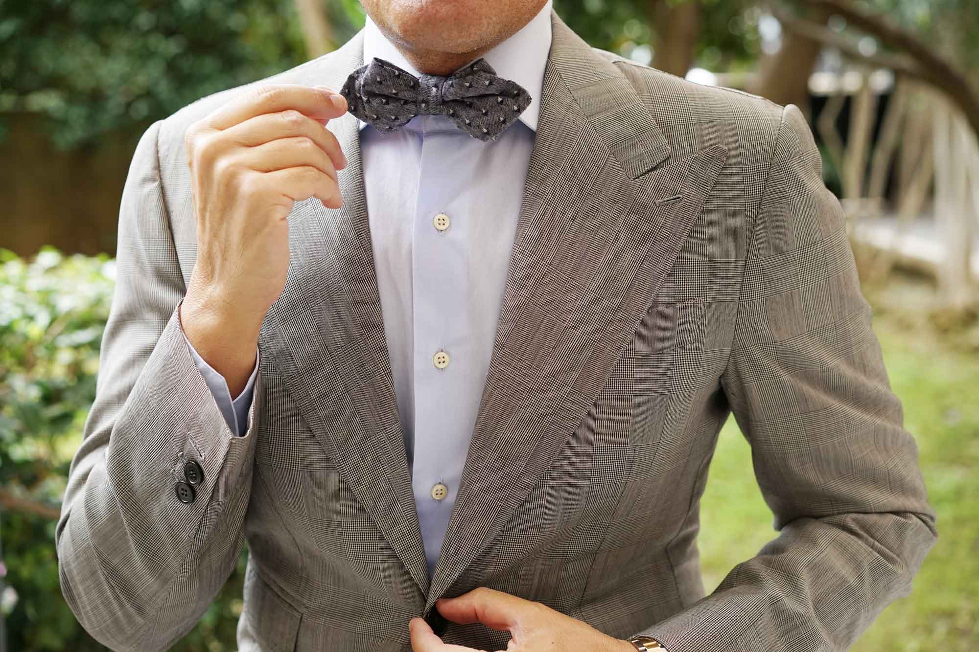 Inception Navy Linen Diamond Bow Tie - Image 8