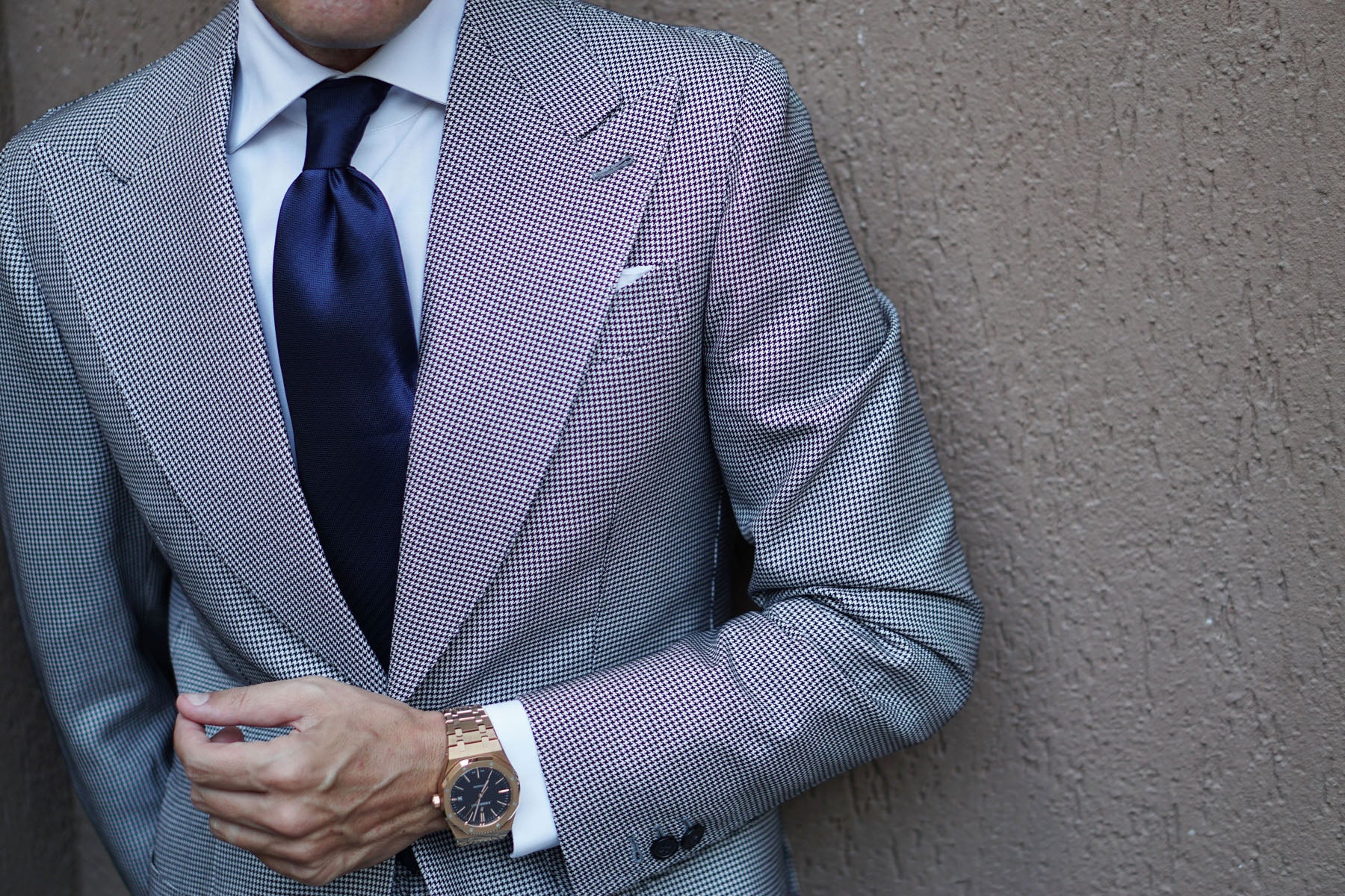 Indigo Blue Herringbone Necktie - Image 6