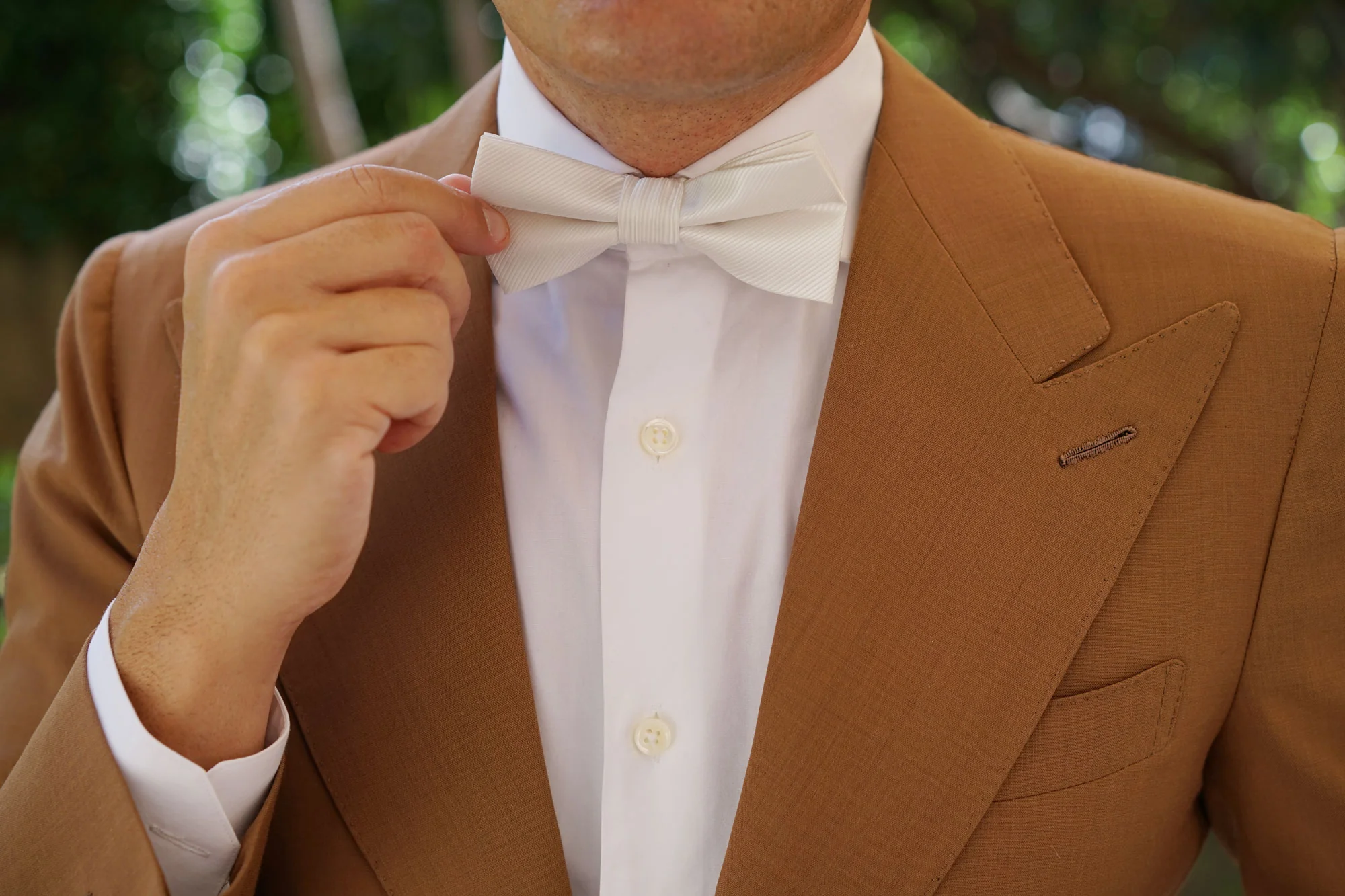 Ivory Crisp Twill Bow Tie - Image 6