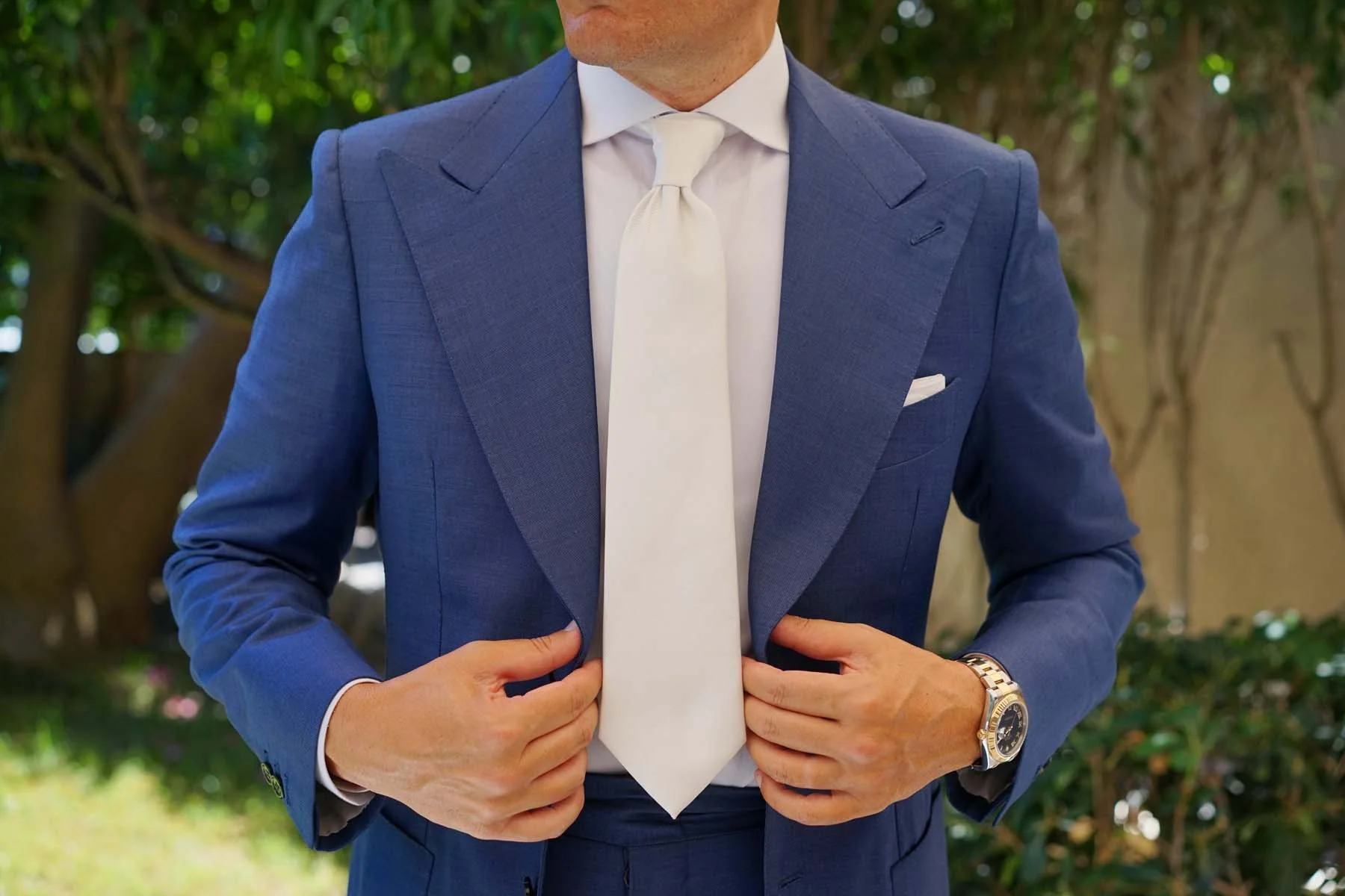 Ivory Crisp Twill Necktie - Image 9