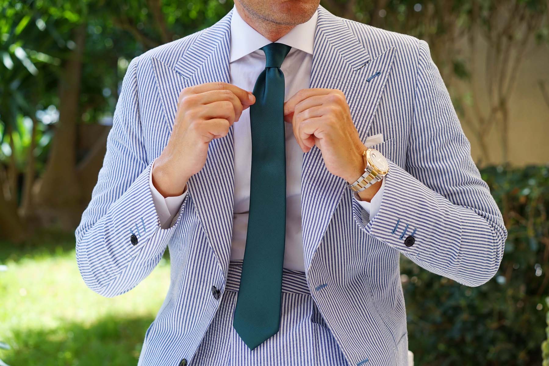 Juniper Dark Green Twill Skinny Tie - Image 6