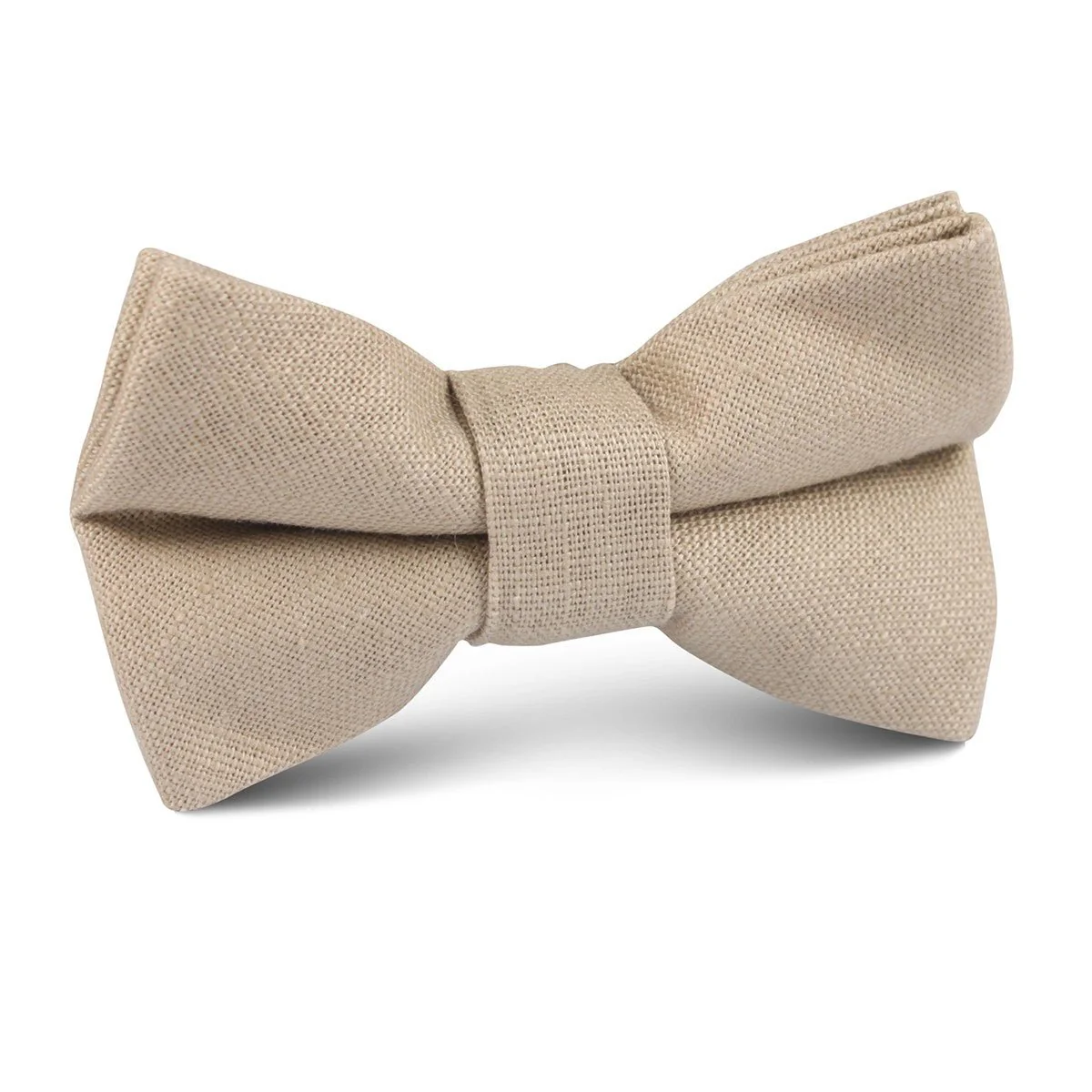 Khaki Linen Kids Bow Tie - Image 2