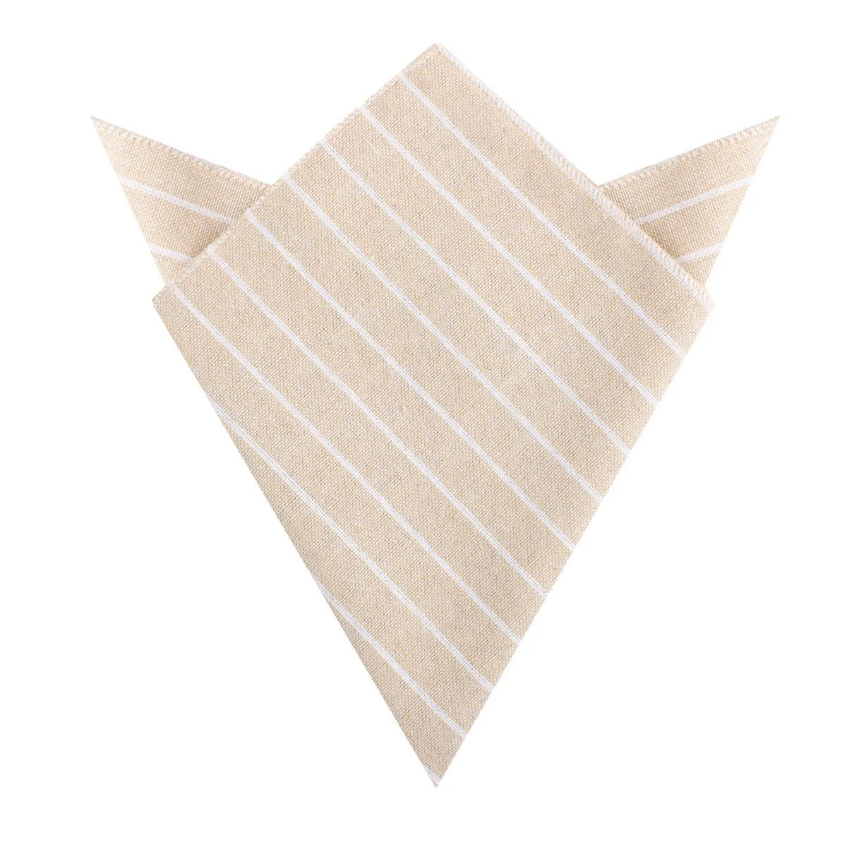Khaki Linen Pinstripe Pocket Square