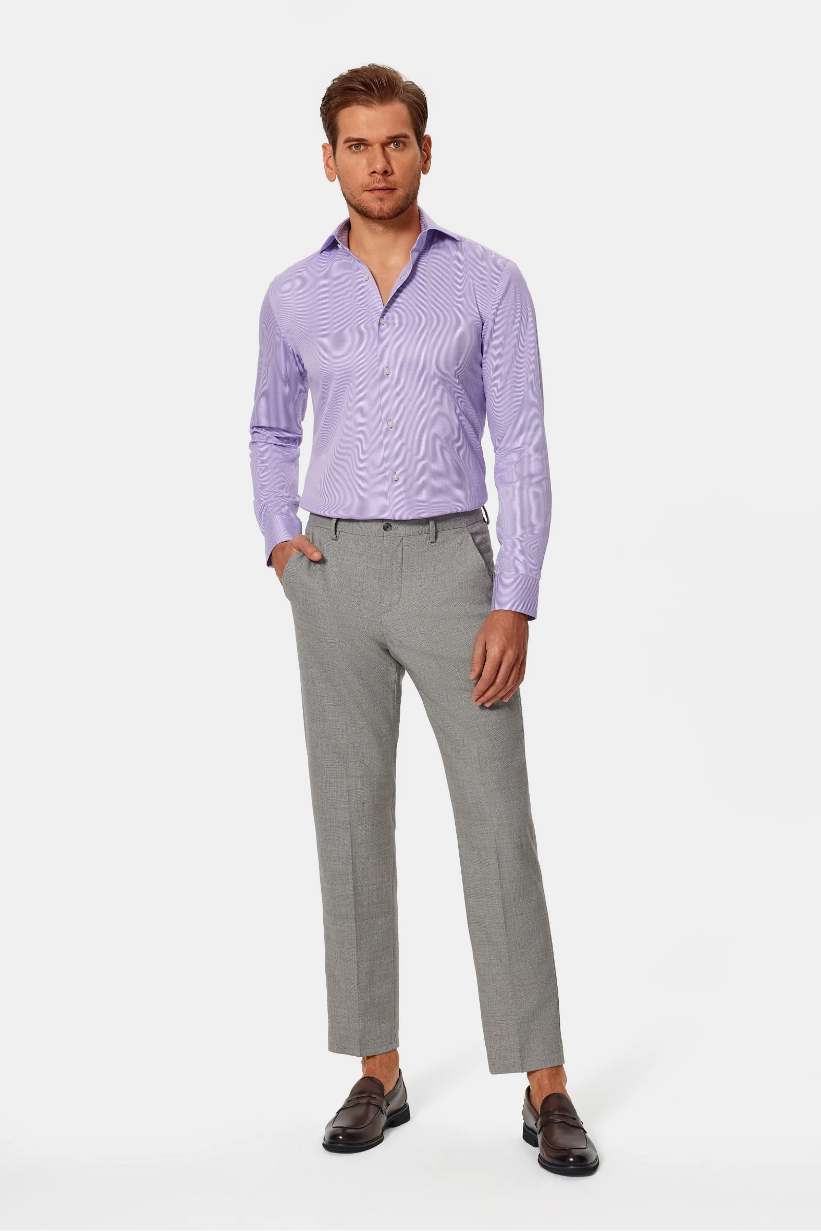 Kimball Purple Twill Non-Iron Shirt - Image 12