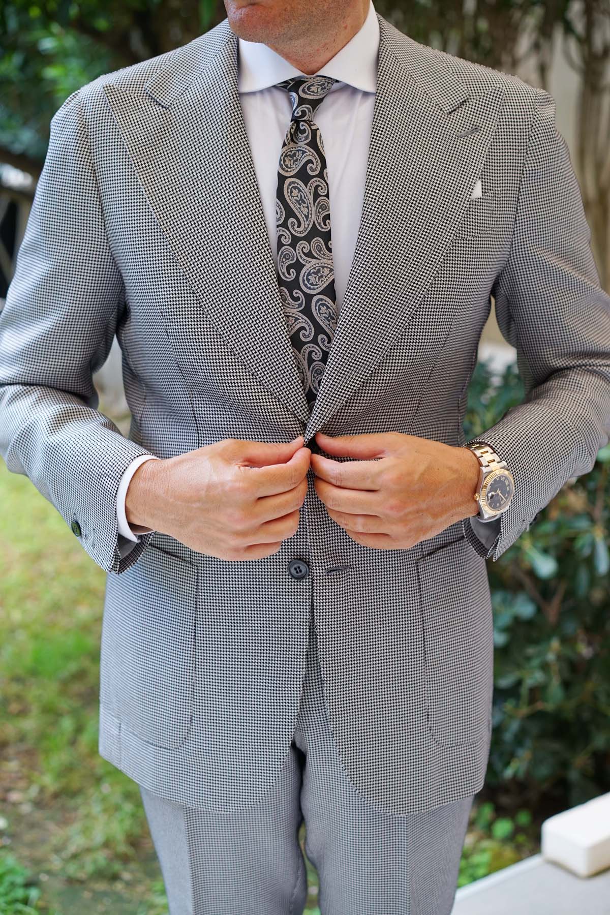 King of Persia Black Paisley Skinny Tie - Image 5