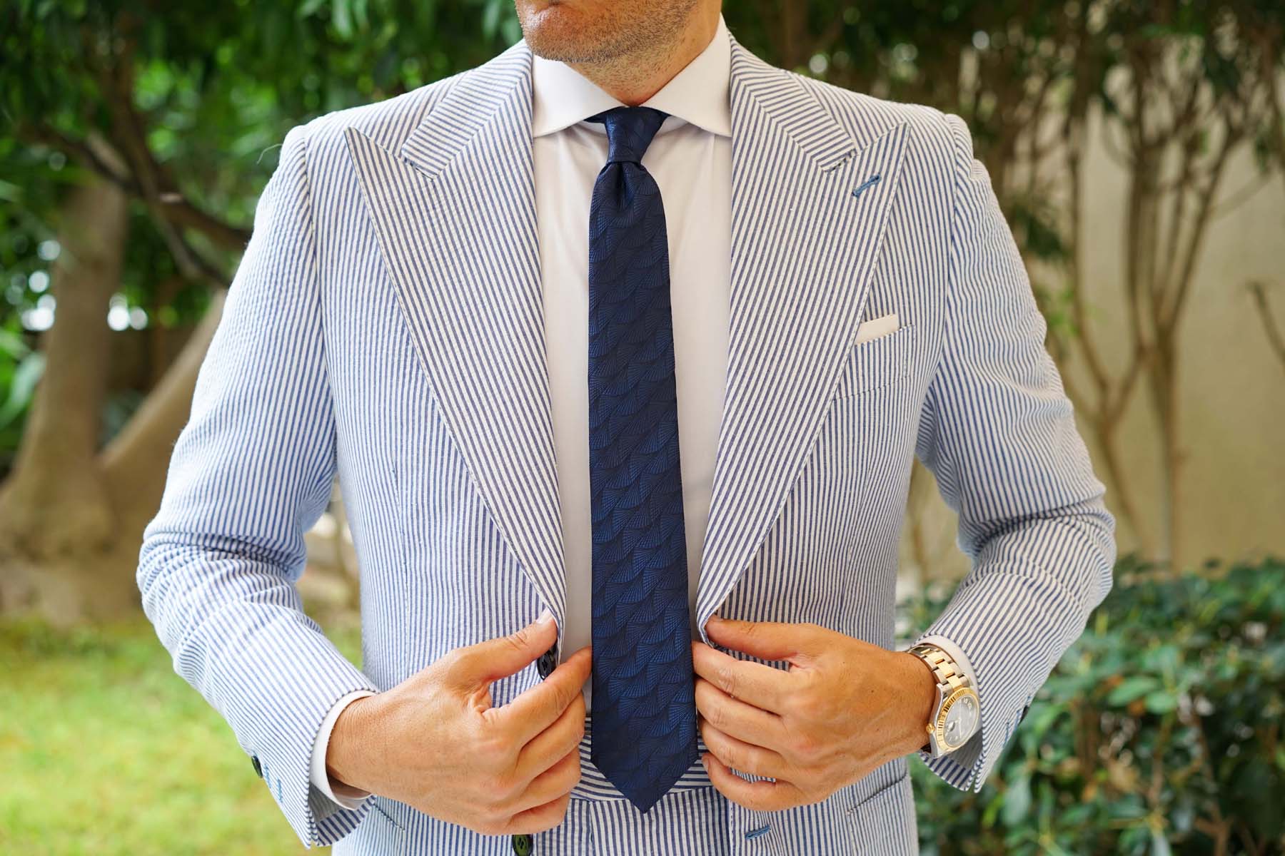 Kiso Valley Navy Blue Skinny Tie - Image 4