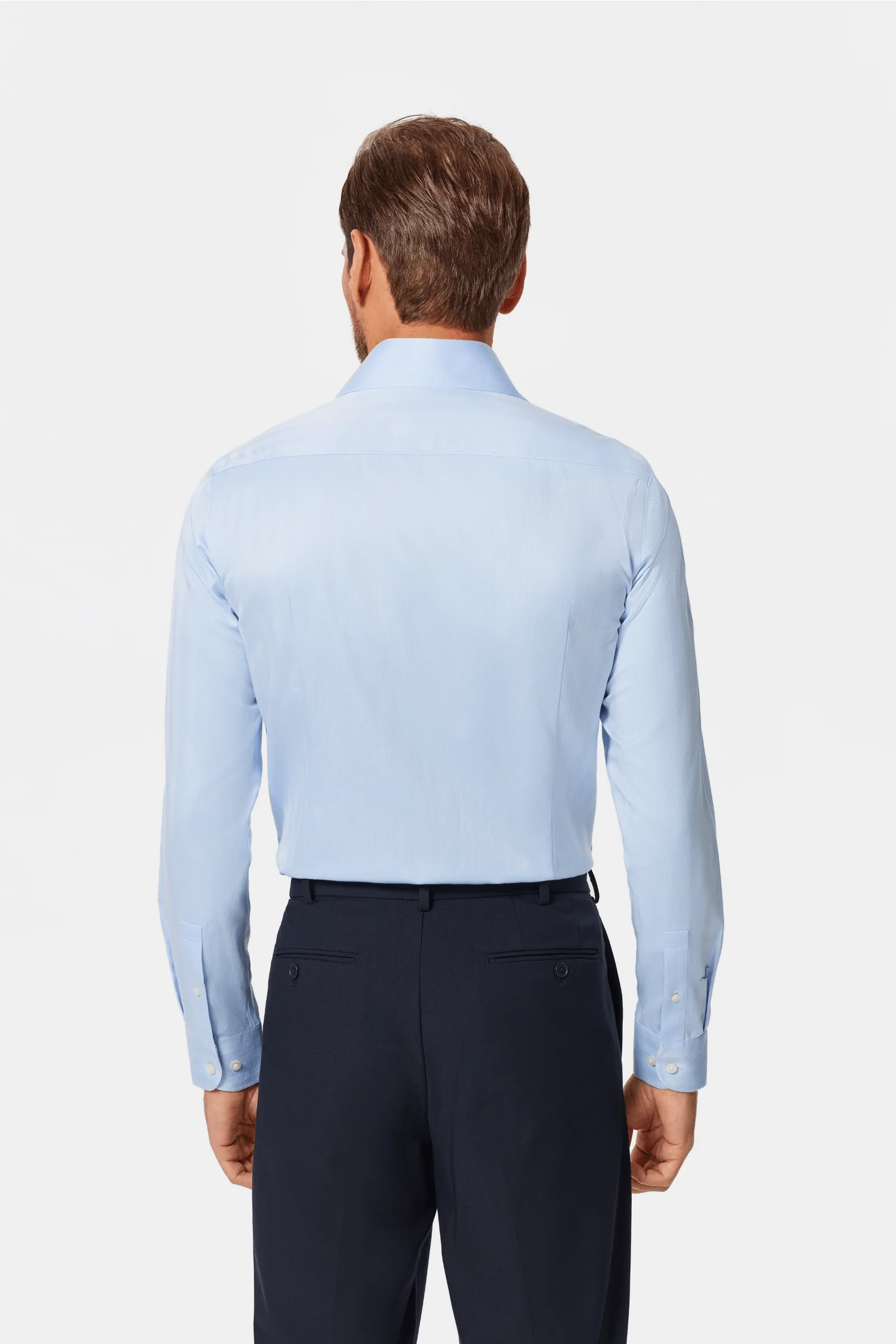 Lapaglia Blue Herringbone Lucious Non-Iron Shirt - Image 10