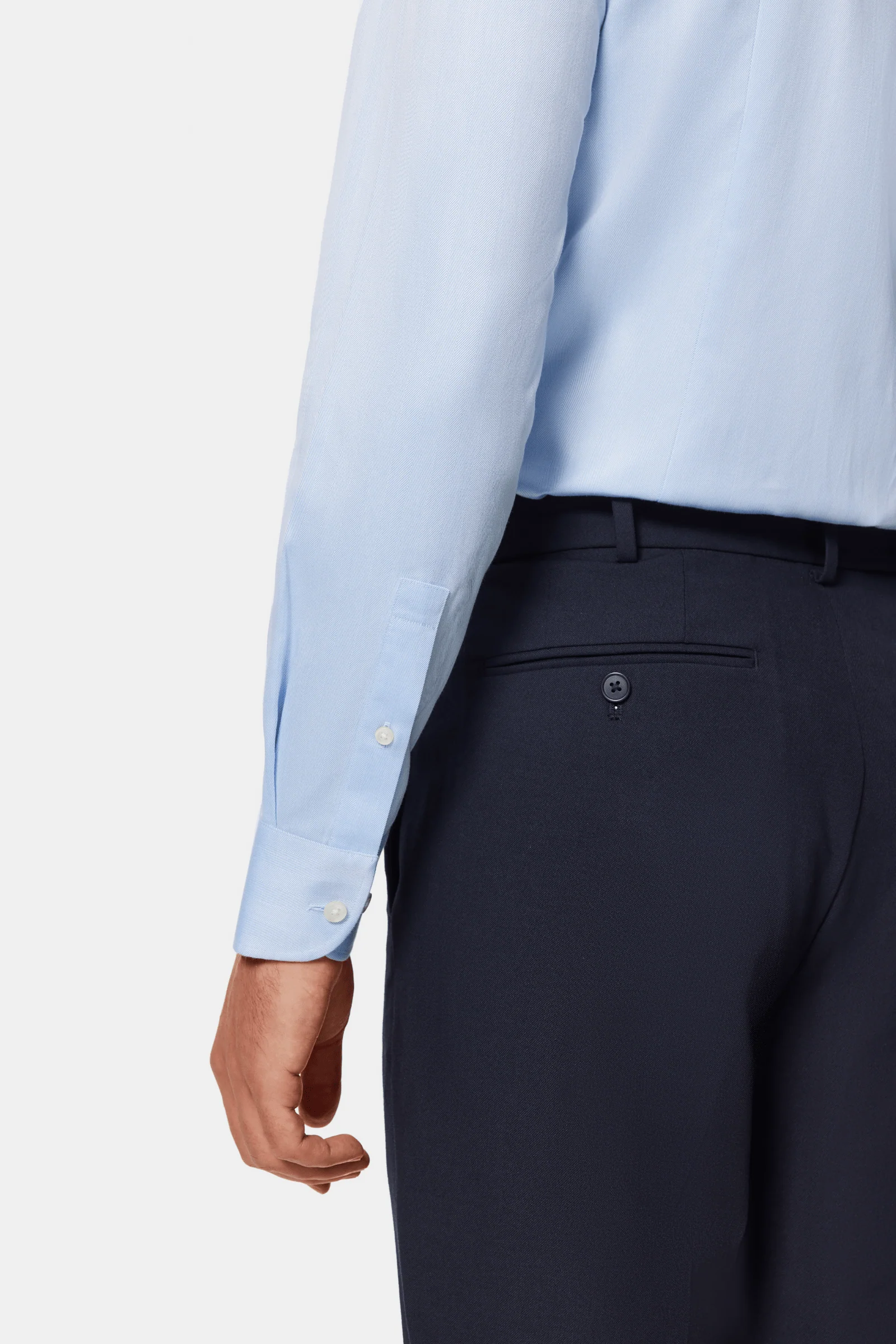 Lapaglia Blue Herringbone Lucious Non-Iron Shirt - Image 11