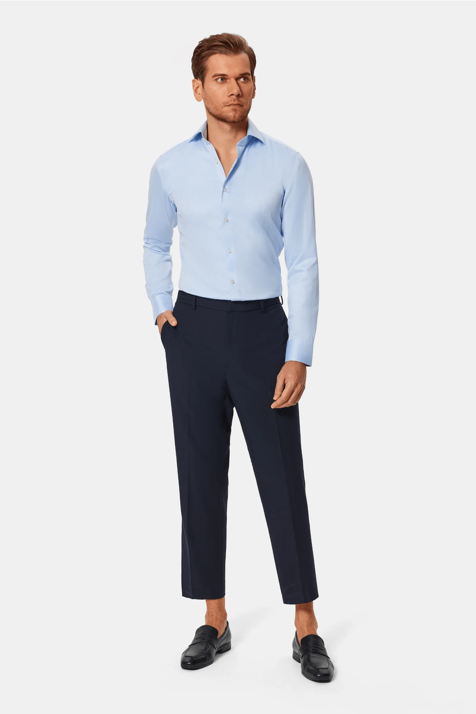 Lapaglia Blue Herringbone Lucious Non-Iron Shirt - Image 12