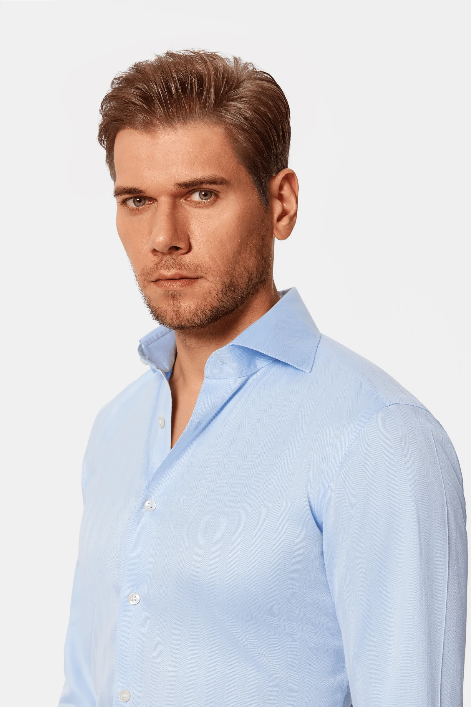 Lapaglia Blue Herringbone Lucious Non-Iron Shirt - Image 13
