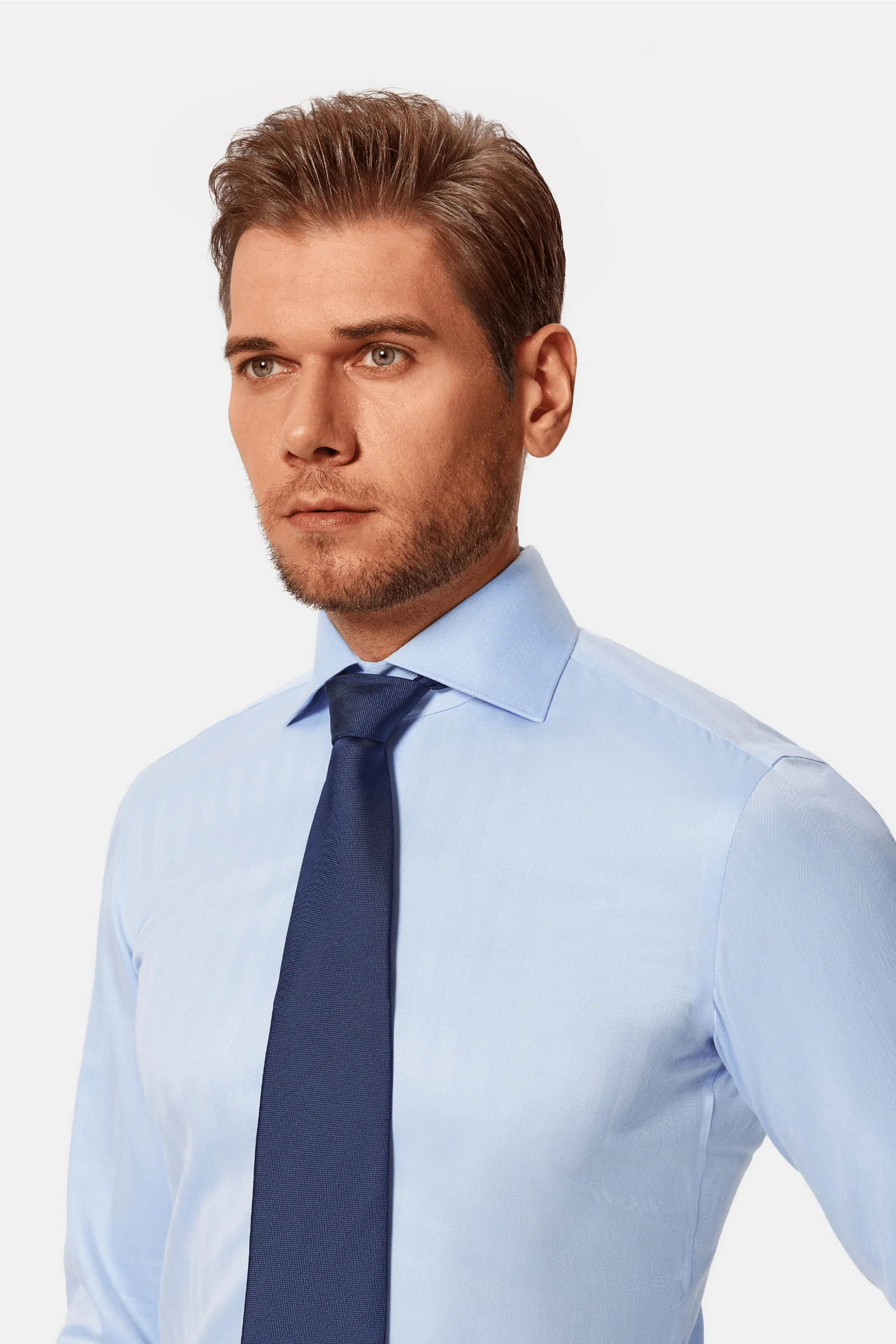 Lapaglia Blue Herringbone Lucious Non-Iron Shirt - Image 3