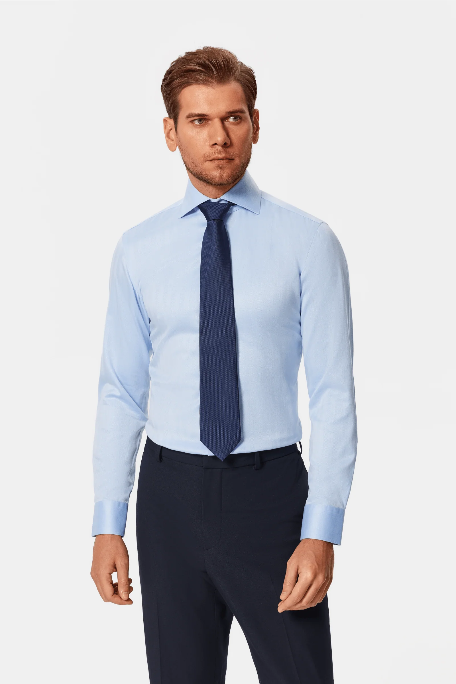 Lapaglia Blue Herringbone Lucious Non-Iron Shirt - Image 4