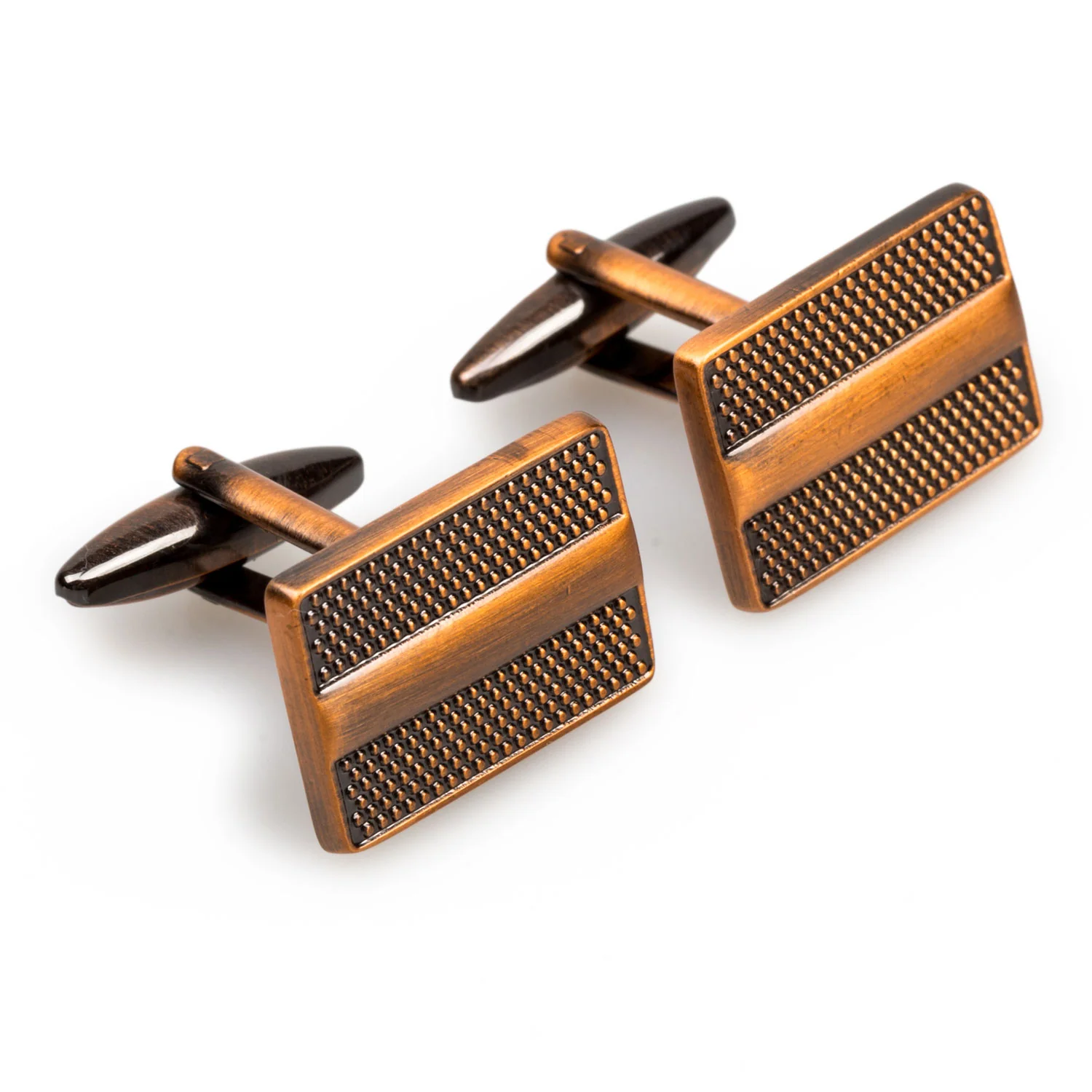 Lenin Antique Copper Rectangle Cufflinks - Image 2