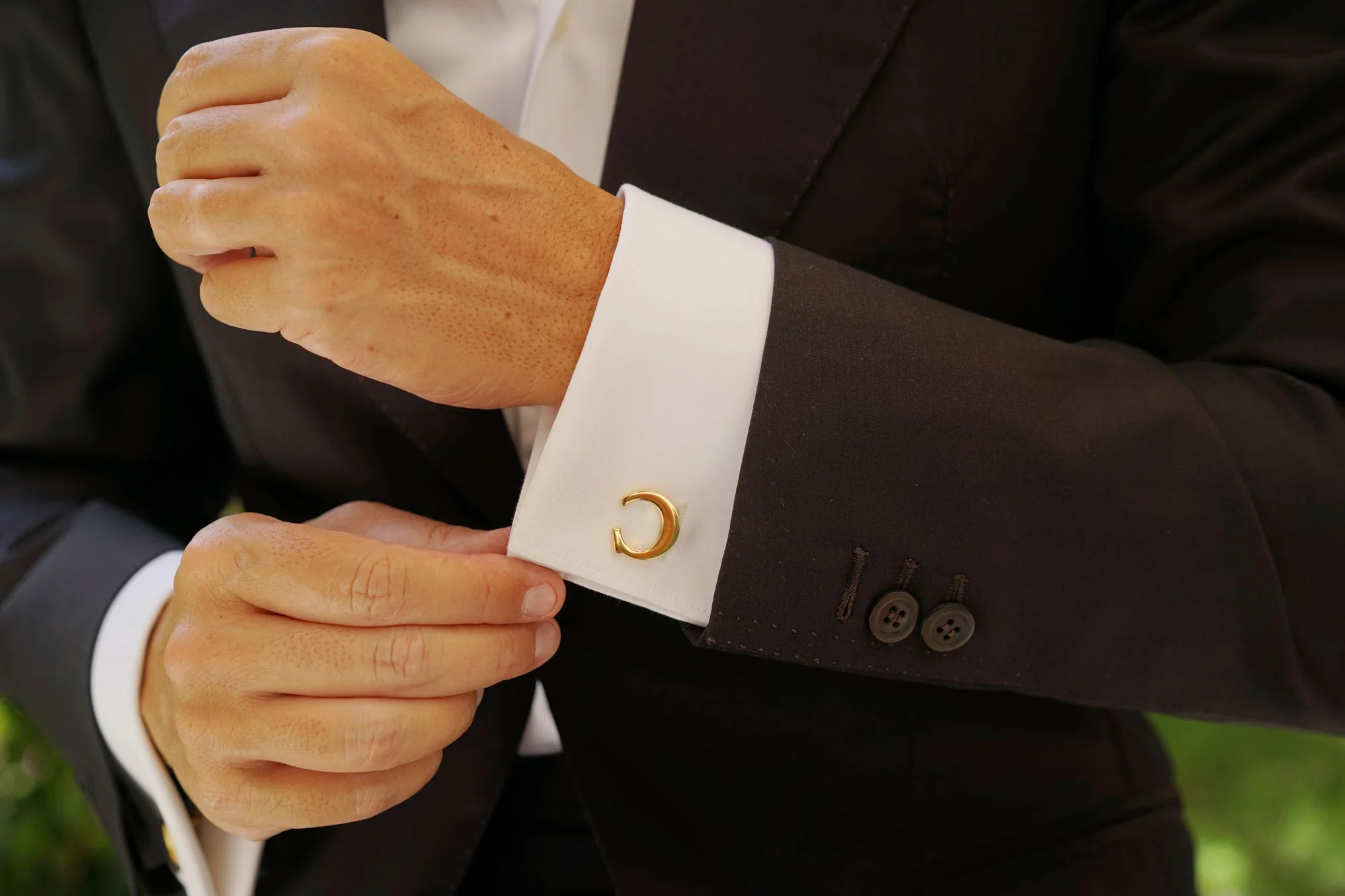 Letter C Gold Cufflinks - Image 7