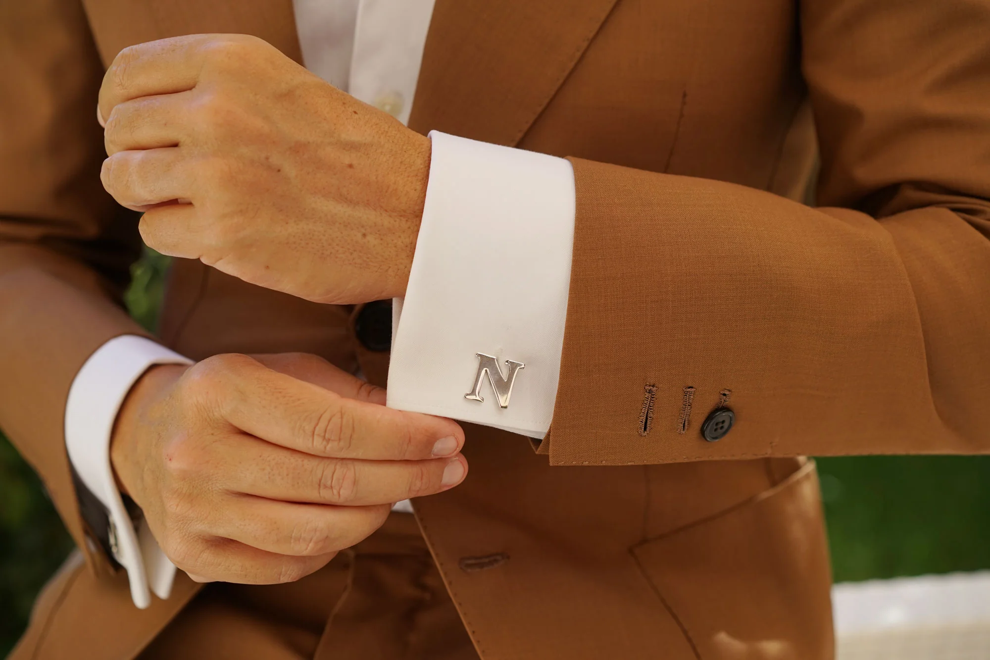 Letter N Silver Cufflinks - Image 9
