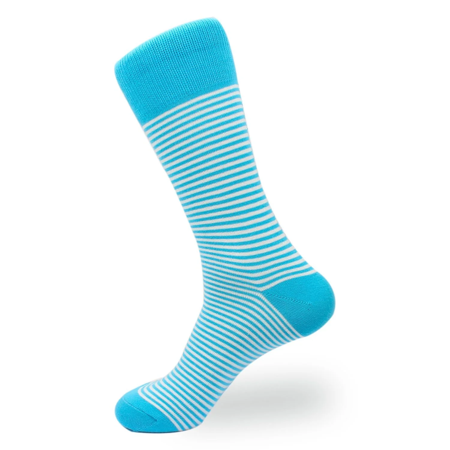 Light Blue & White Thin Pinstripes Cotton-Blend Socks - Image 3