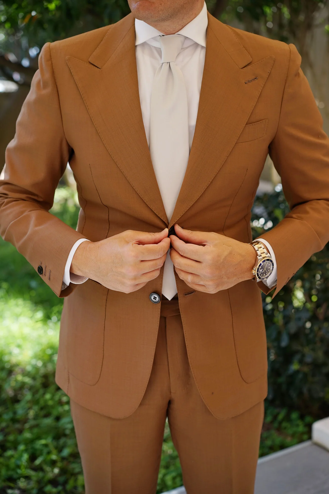 Light Grey Satin Necktie - Image 6