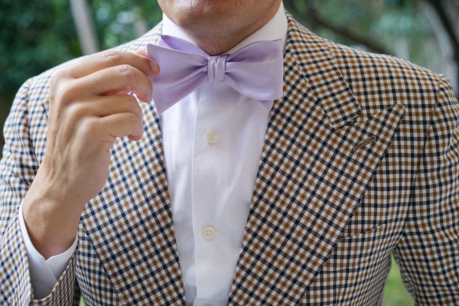 Light Lavender Twill Self Bow Tie - Image 7