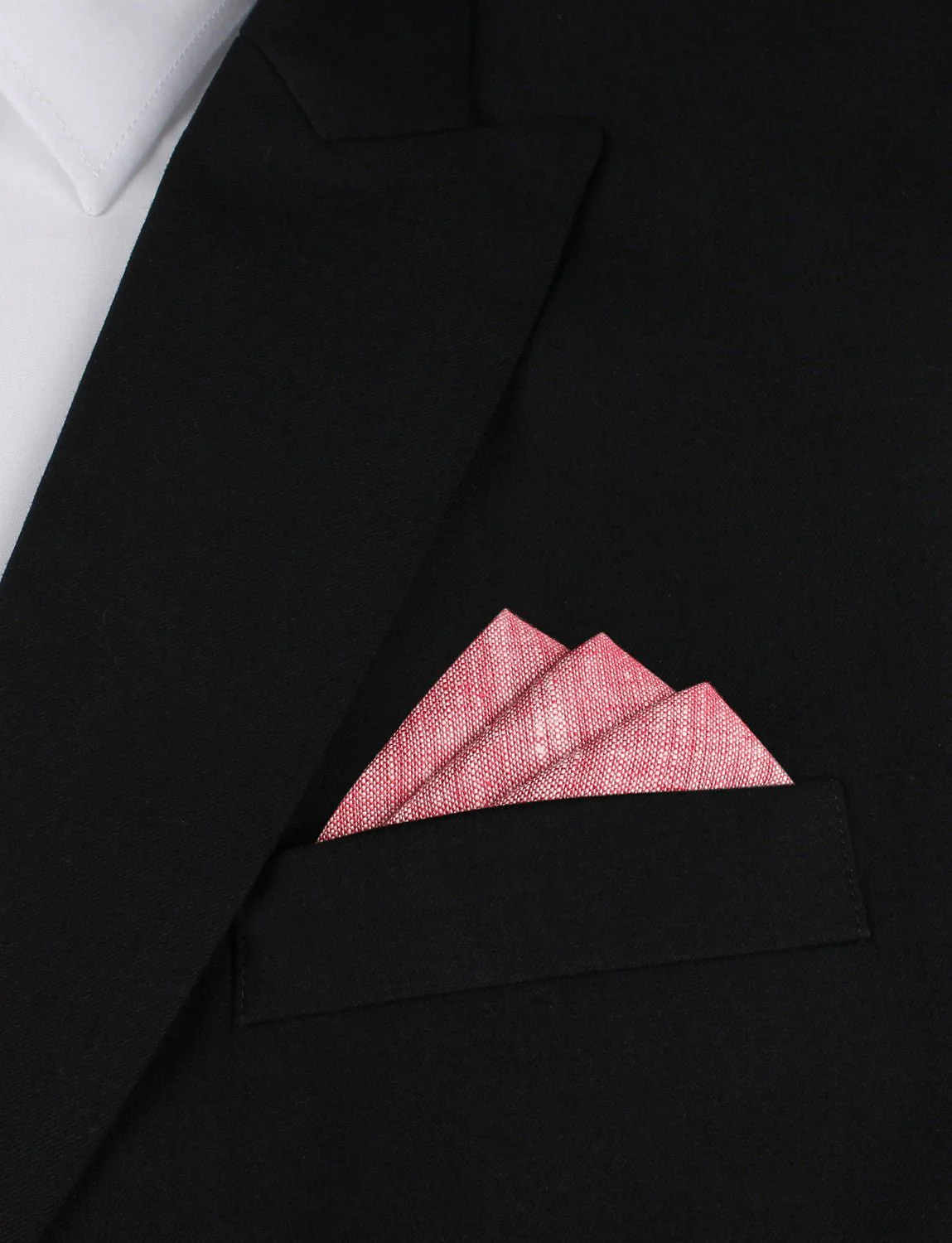 Light Red Chambray Linen Pocket Square - Image 3