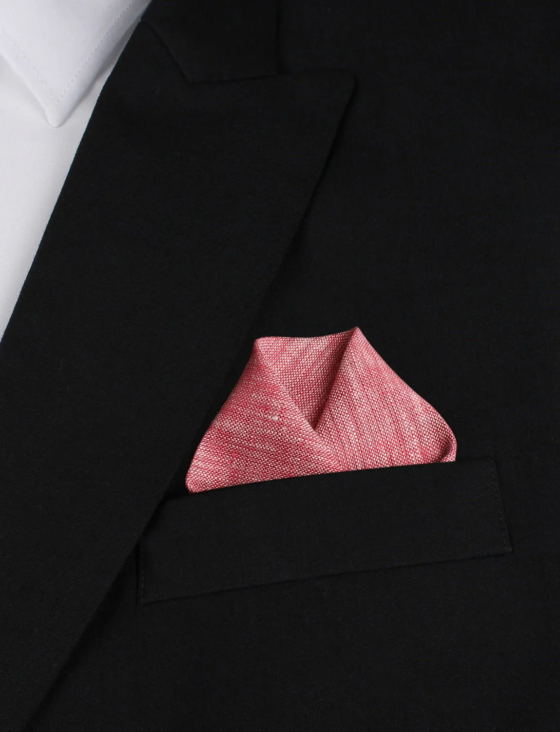 Light Red Chambray Linen Pocket Square - Image 4