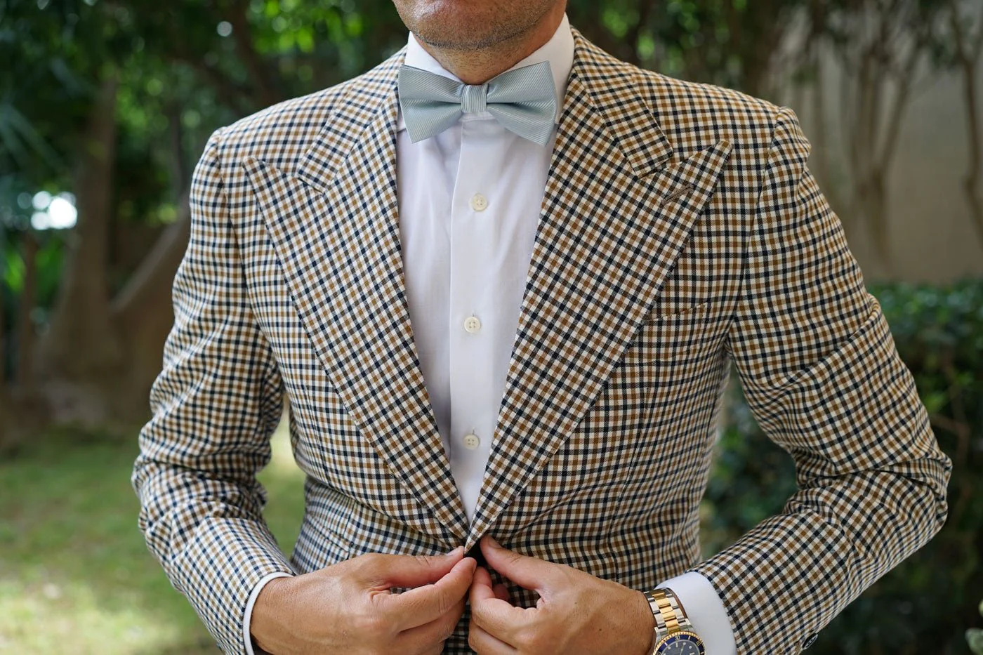 Light Silver Sage Twill Bow Tie - Image 7