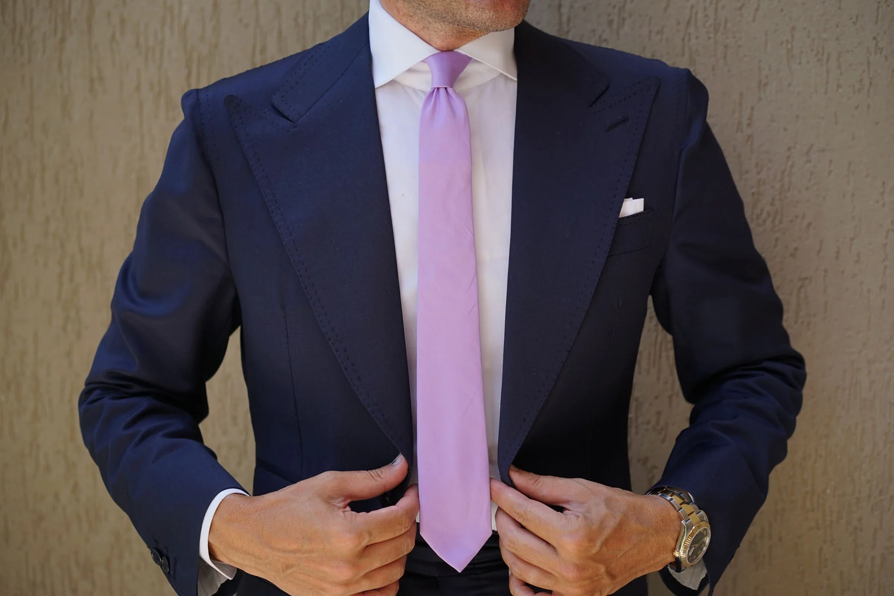 Lilac Purple Cotton Skinny Tie - Image 7