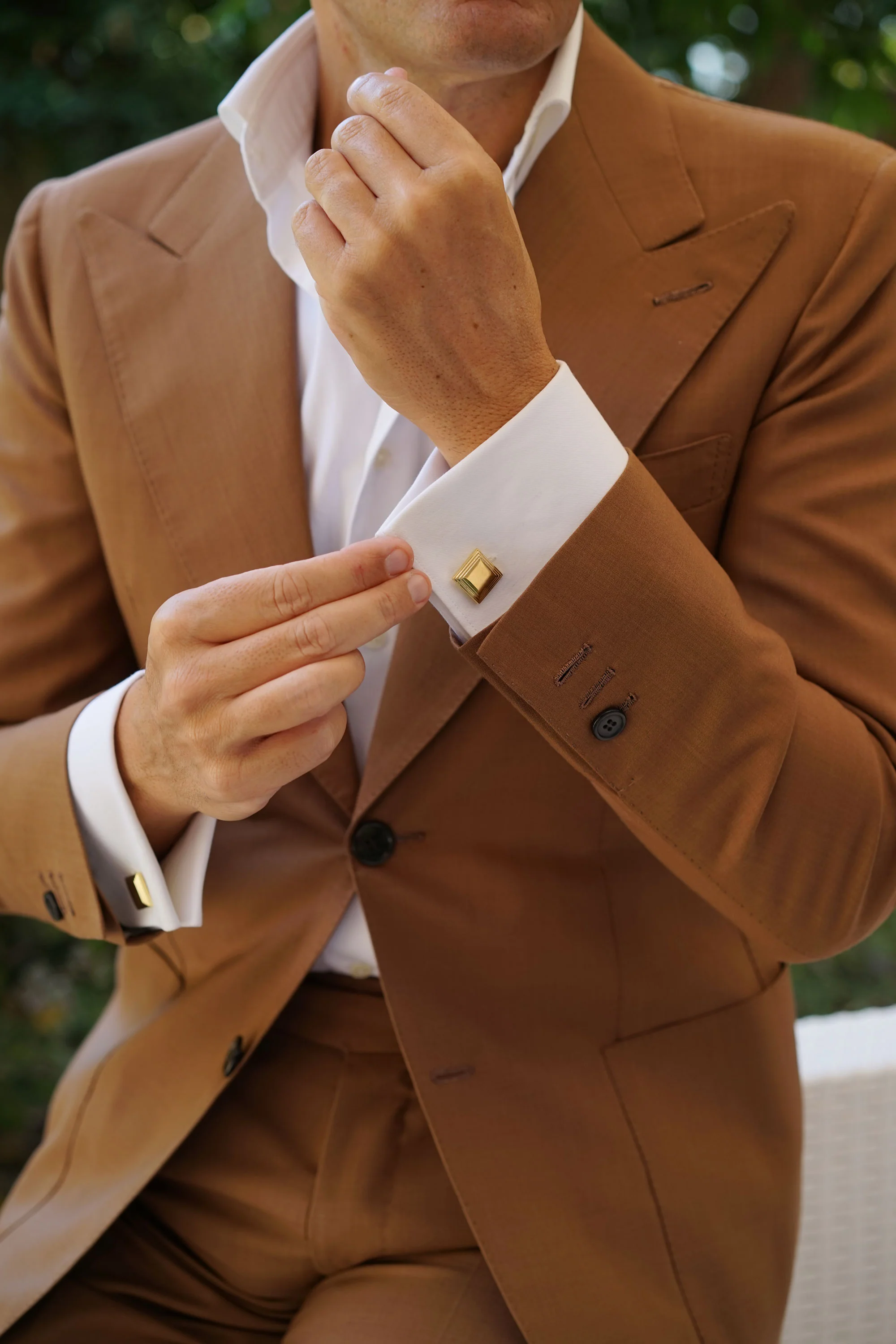Macau Gold Square Cufflinks - Image 4