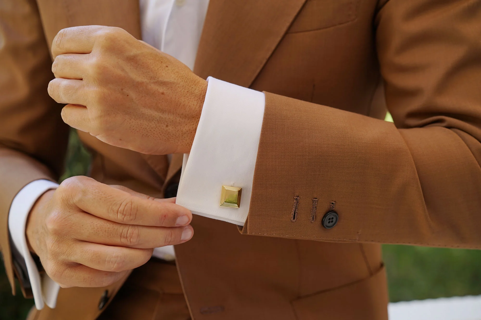 Macau Gold Square Cufflinks - Image 5