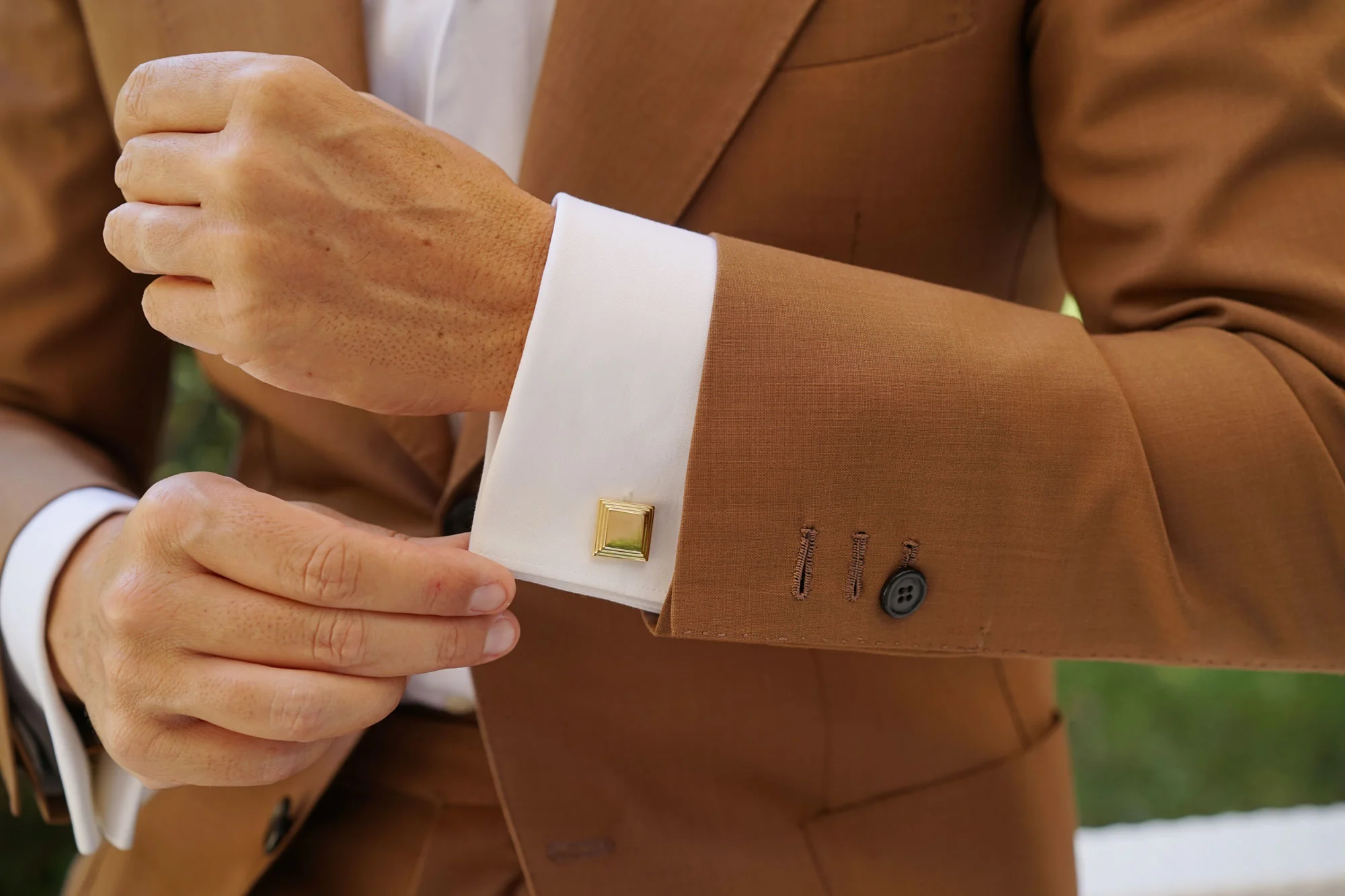 Macau Gold Square Cufflinks - Image 6
