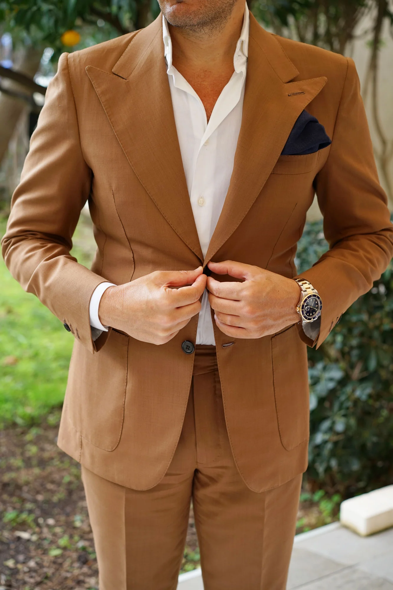 Marine Dark Navy Blue Twill Linen Pocket Square - Image 4