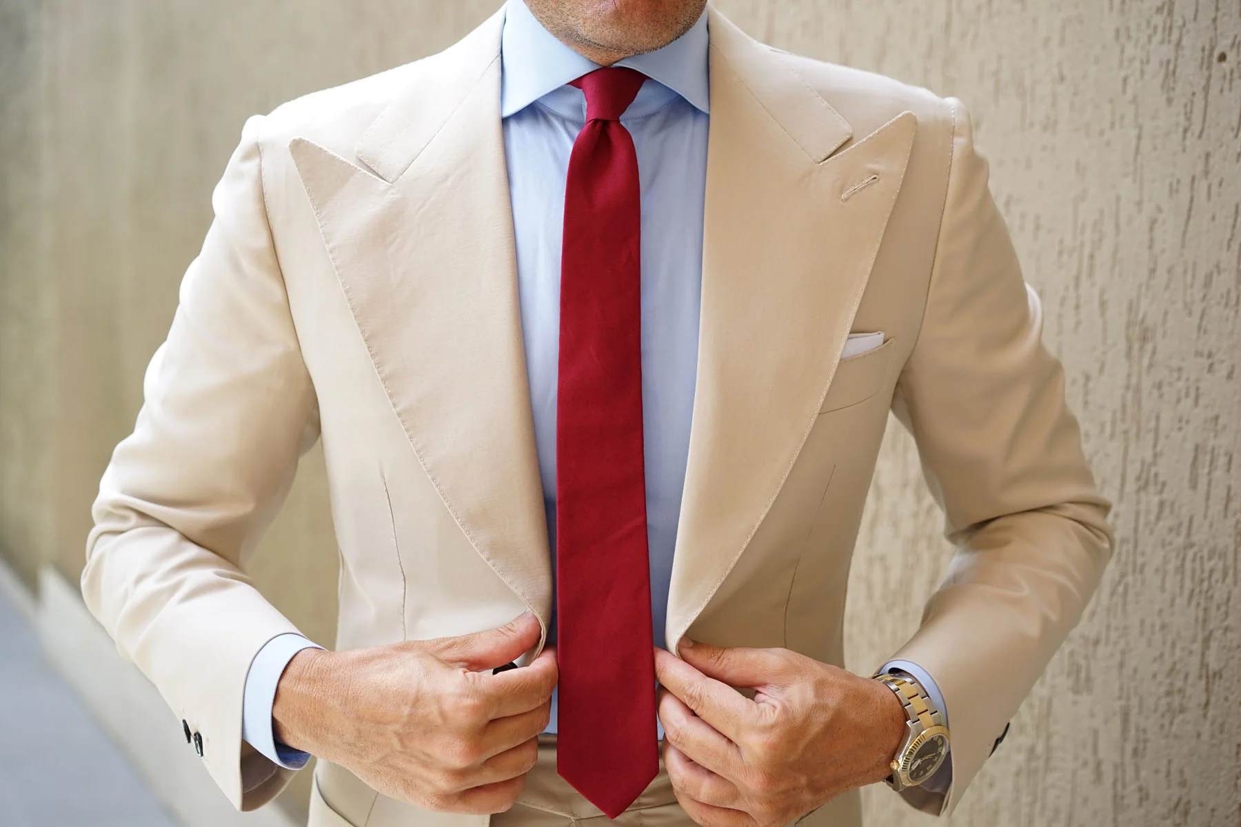 Maroon Cotton Skinny Tie - Image 4