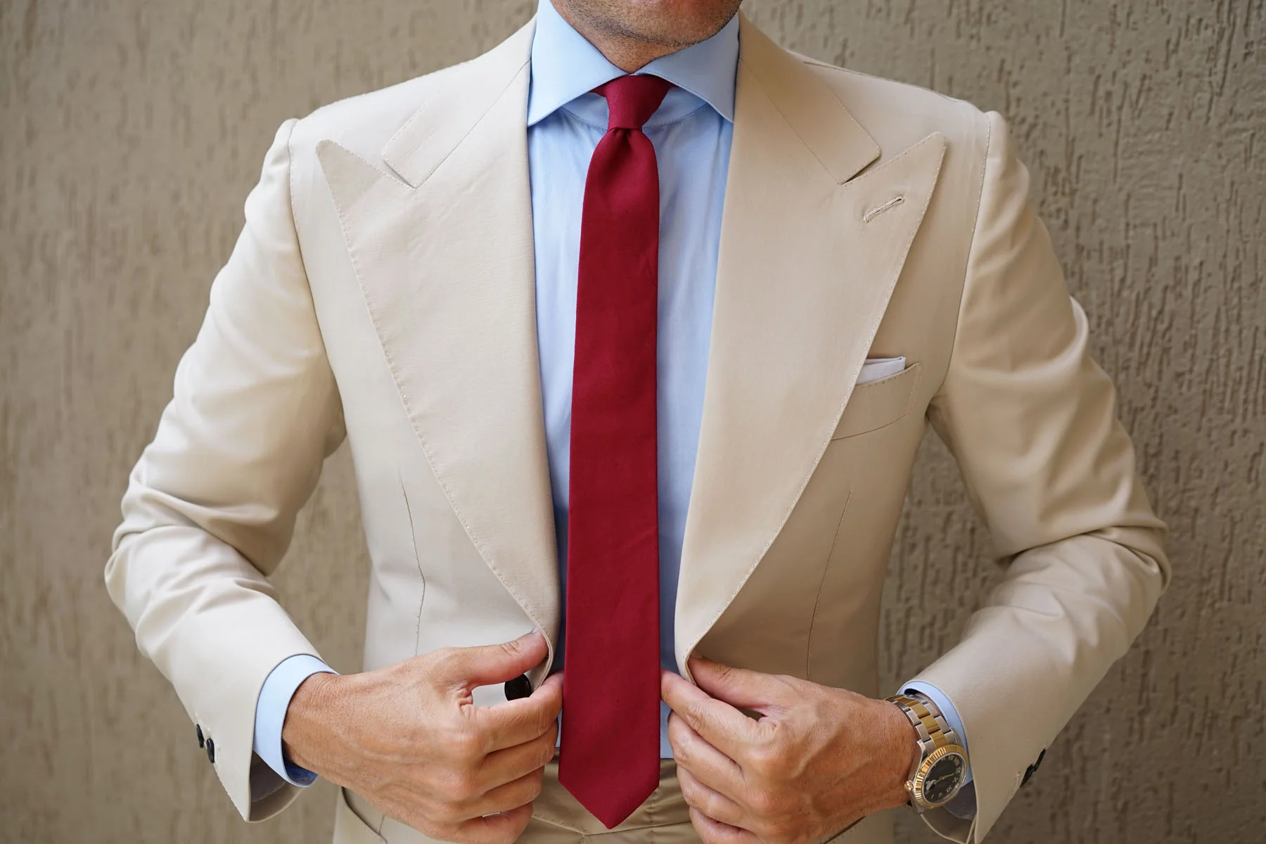 Maroon Cotton Skinny Tie - Image 6