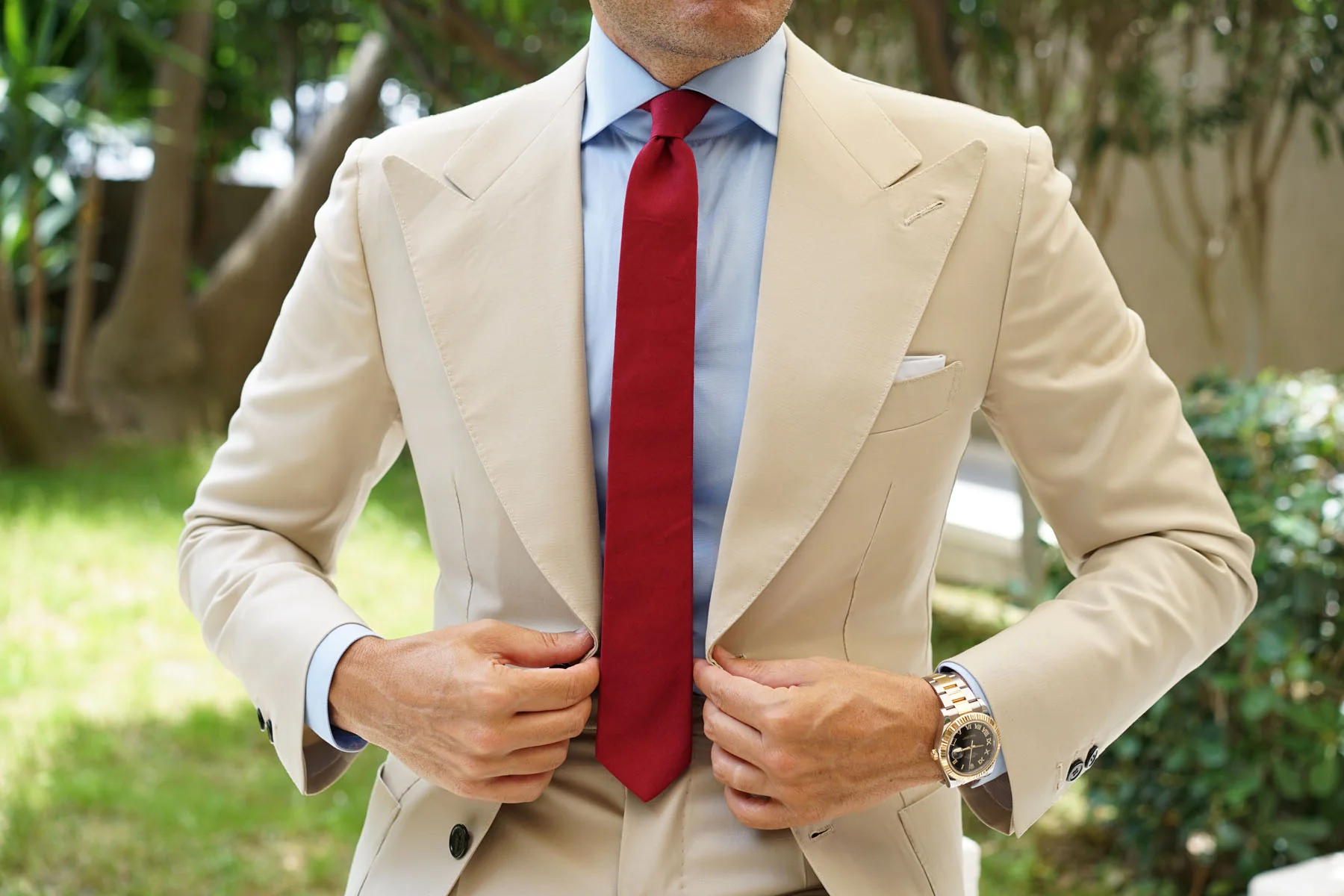 Maroon Cotton Skinny Tie - Image 7